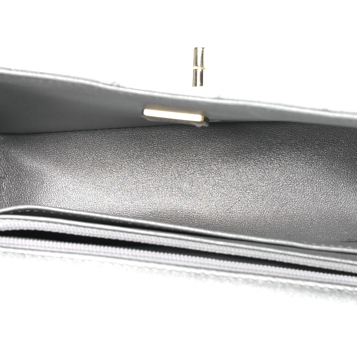 Metallic Lambskin Quilted Mini Rectangular Flap Silver - Image 5