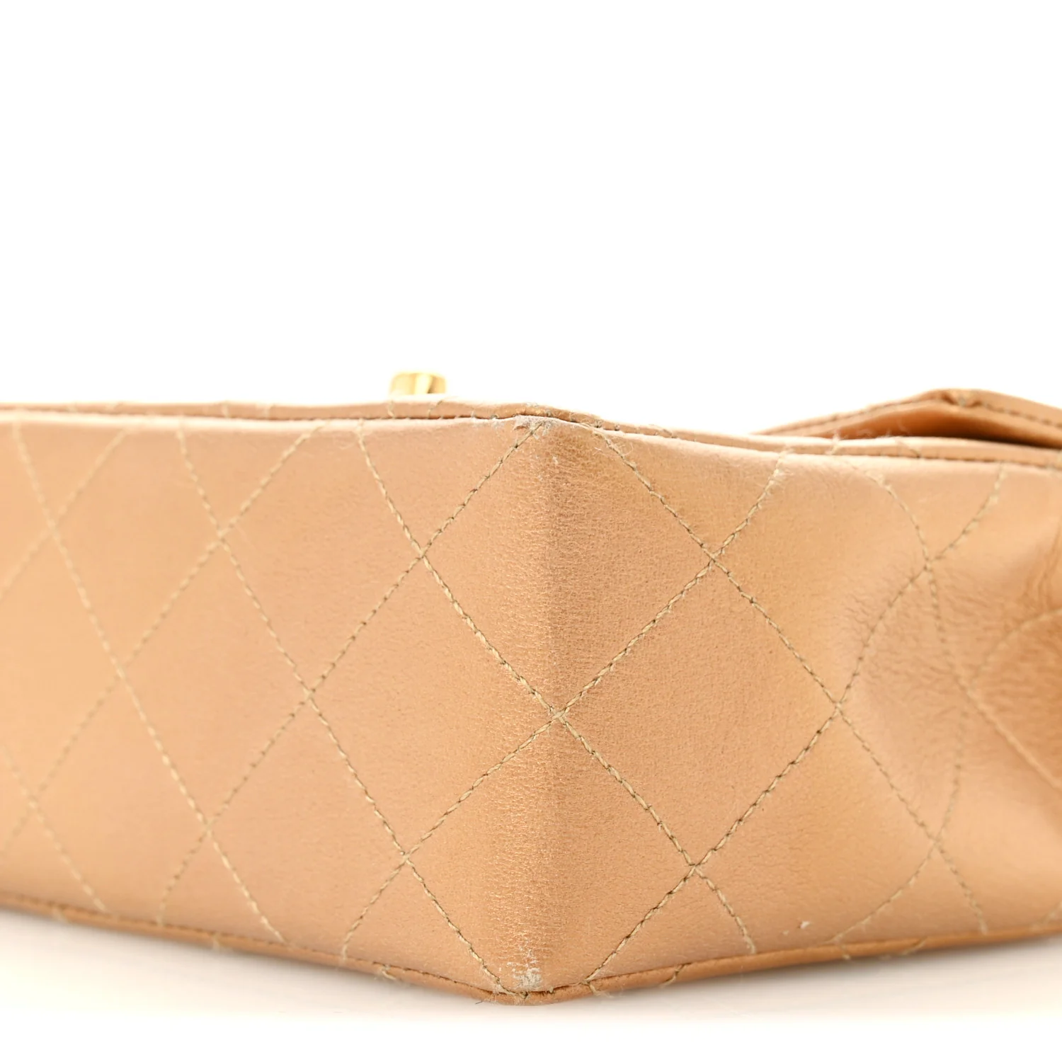 Metallic Lambskin Quilted Mini Square Flap Bronze - Image 10