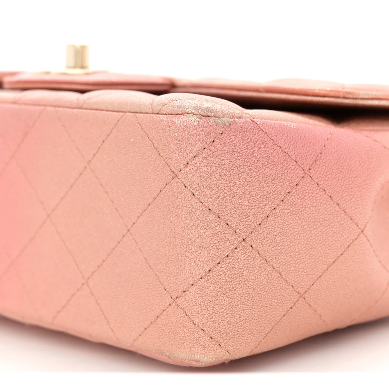 Metallic Lambskin Quilted Ombre Mini Rectangular Flap Pink - Image 10