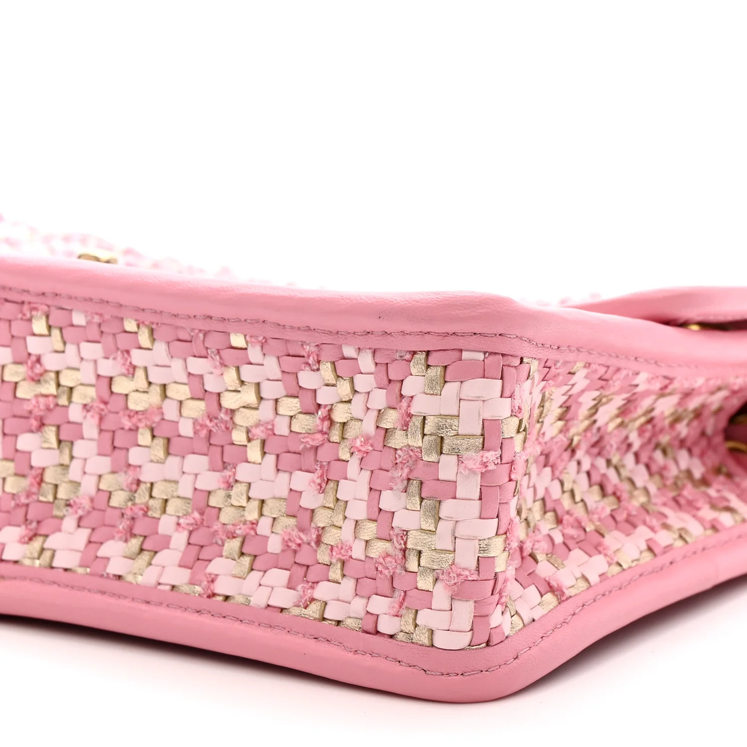 Metallic Lambskin Viscose Woven Flap Pink Gold - Image 10