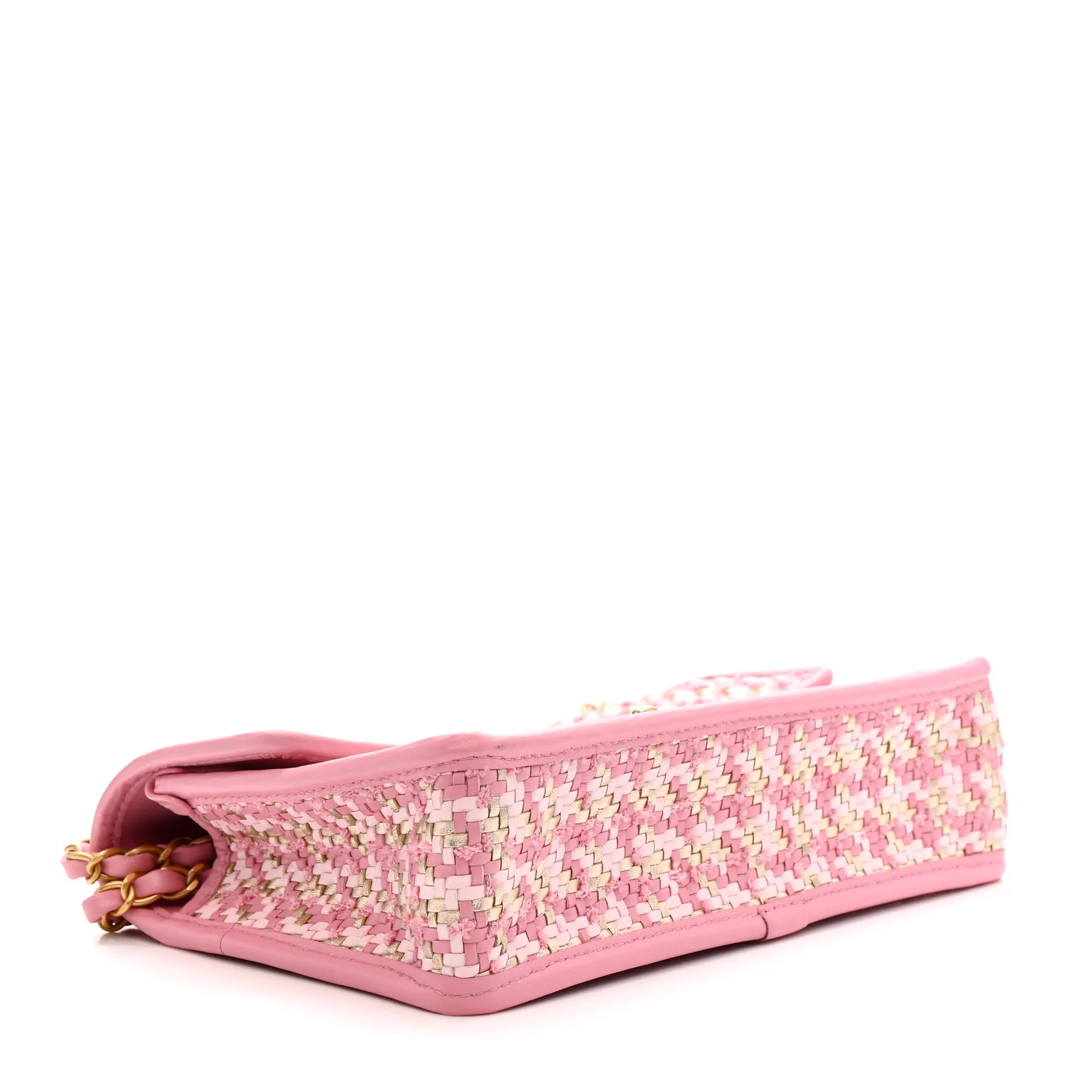 Metallic Lambskin Viscose Woven Flap Pink Gold - Image 4