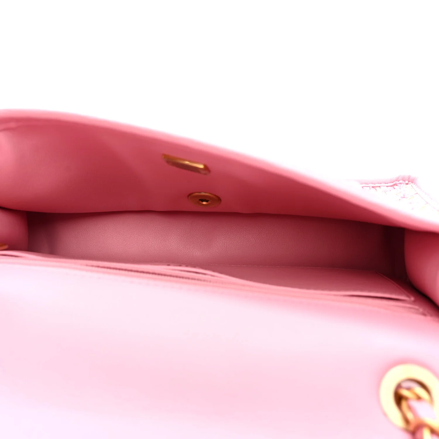 Metallic Lambskin Viscose Woven Flap Pink Gold - Image 5