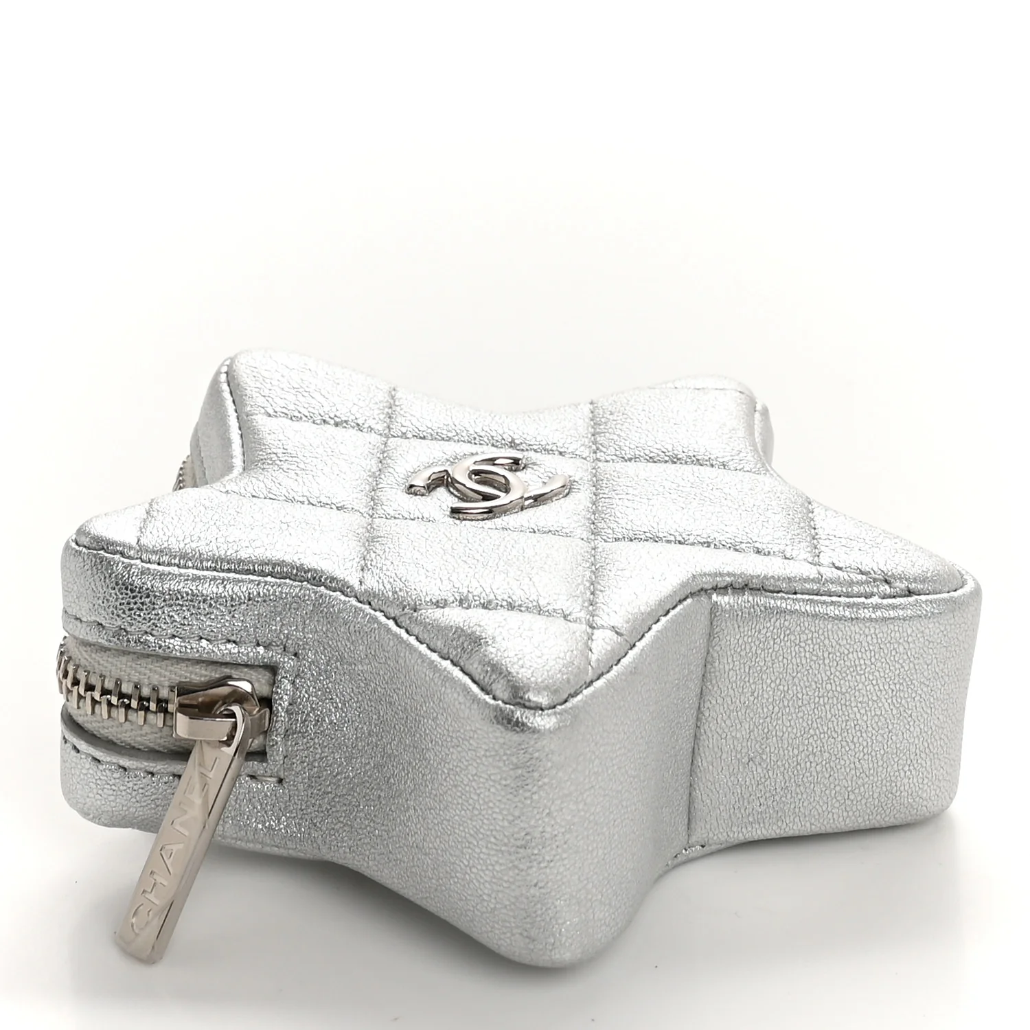 Metallic Lambskin Walk Of Fame Star Clip On Coin Purse Silver - Image 4
