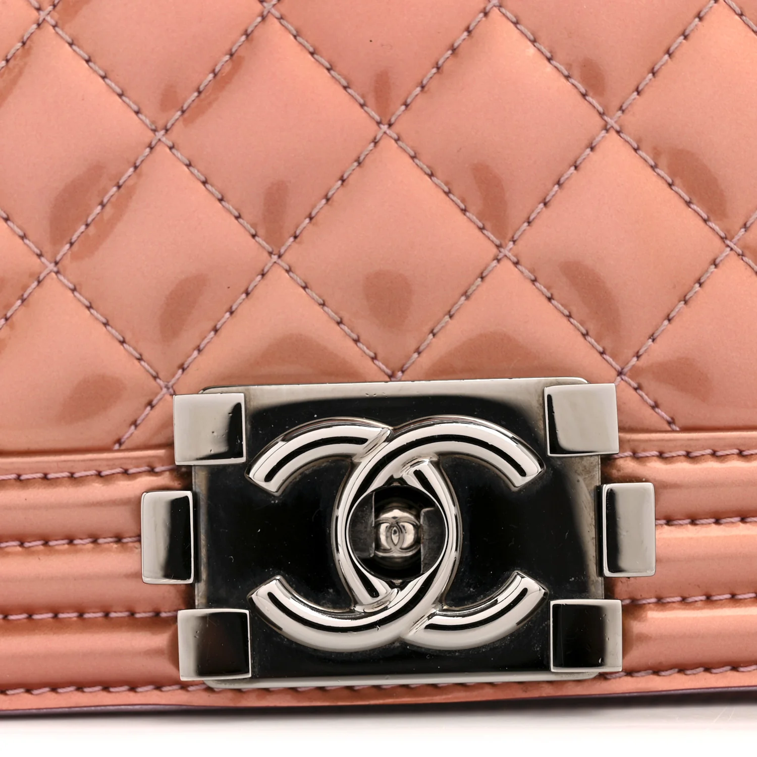 Metallic Patent Calfskin Quilted Medium Boy Flap Light Pink - Image 13