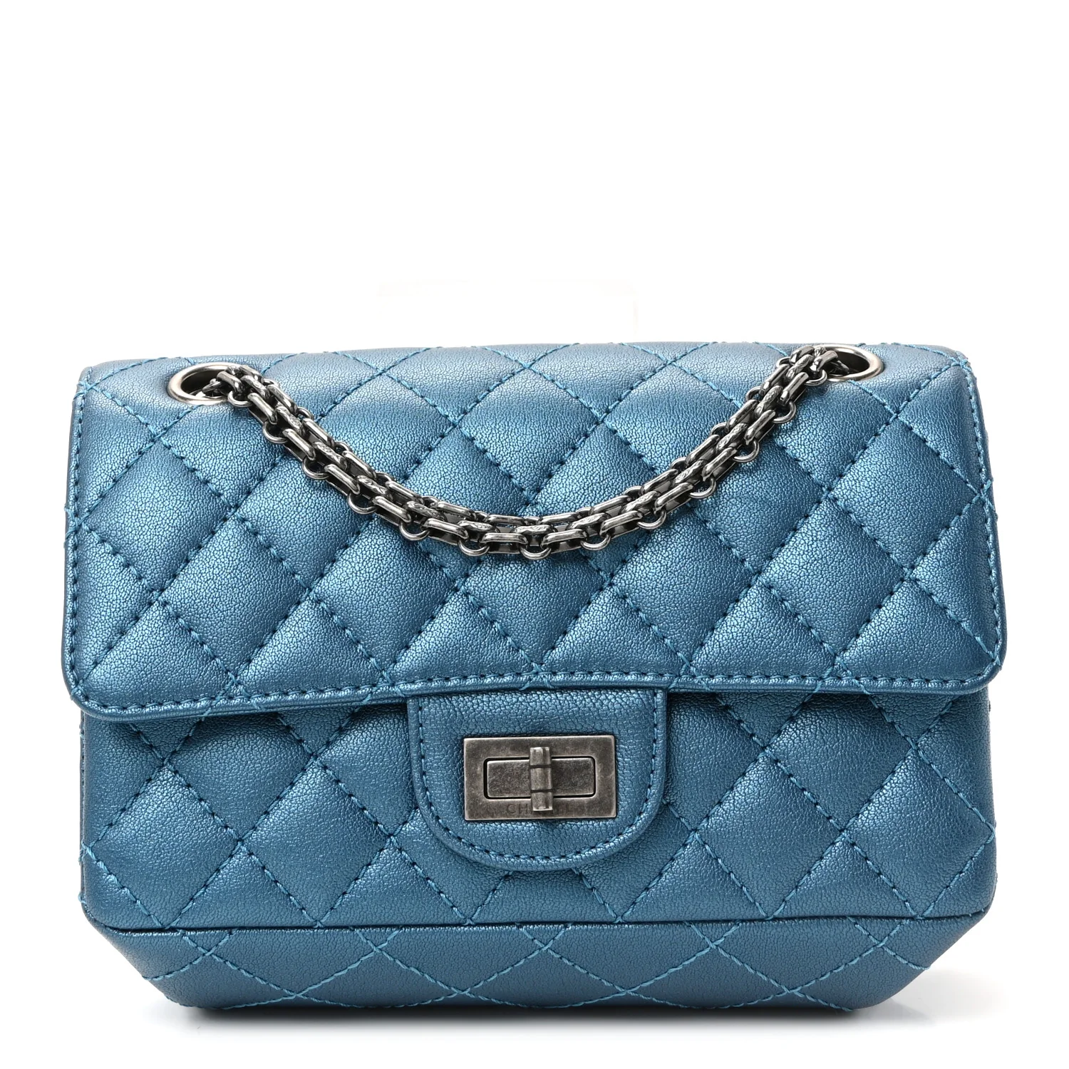 Metallic Sheepskin Quilted 2.55 Reissue Mini Flap Blue