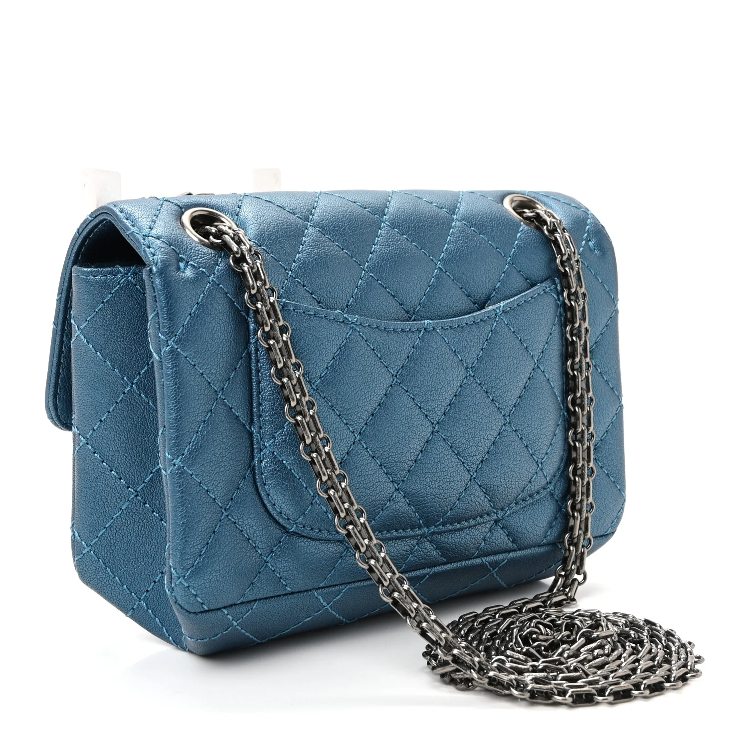 Metallic Sheepskin Quilted 2.55 Reissue Mini Flap Blue - Image 3