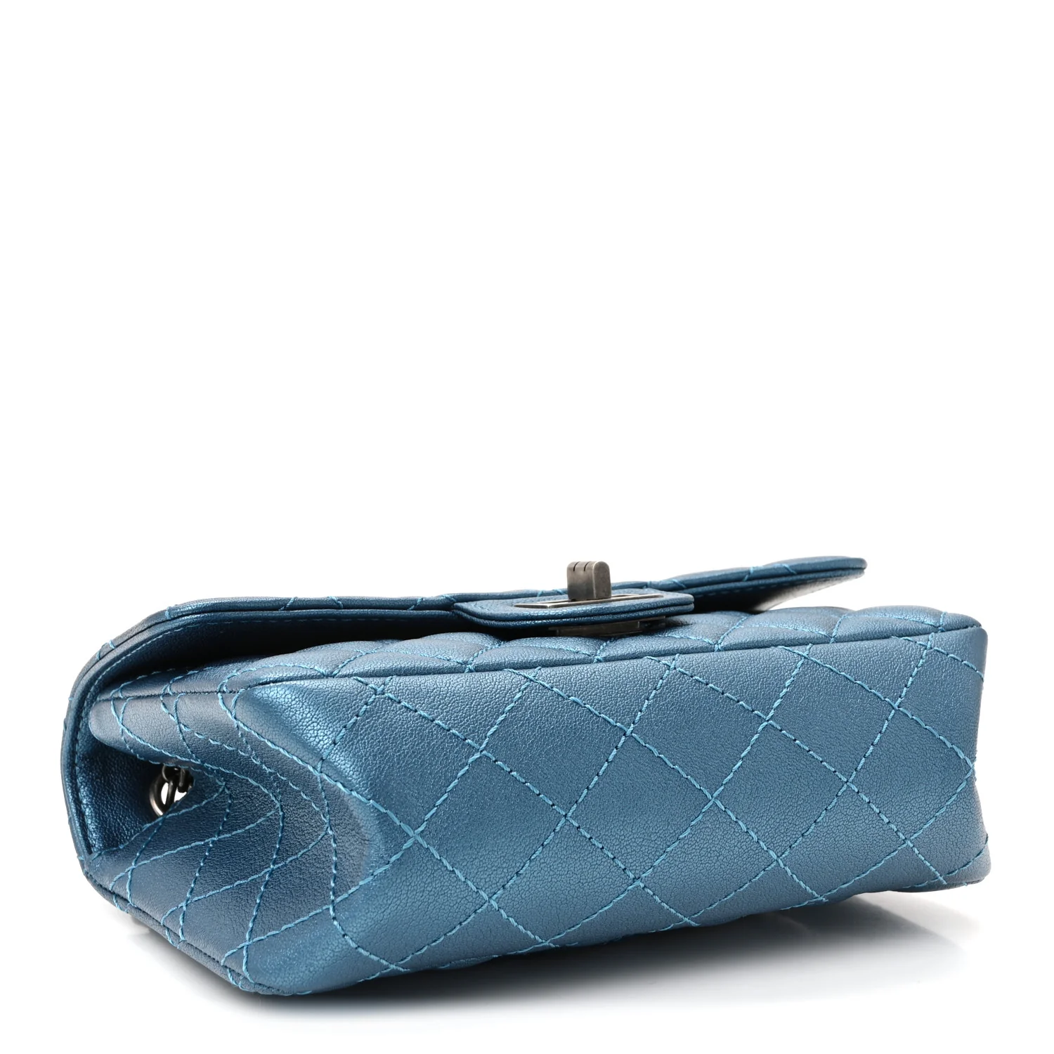 Metallic Sheepskin Quilted 2.55 Reissue Mini Flap Blue - Image 4