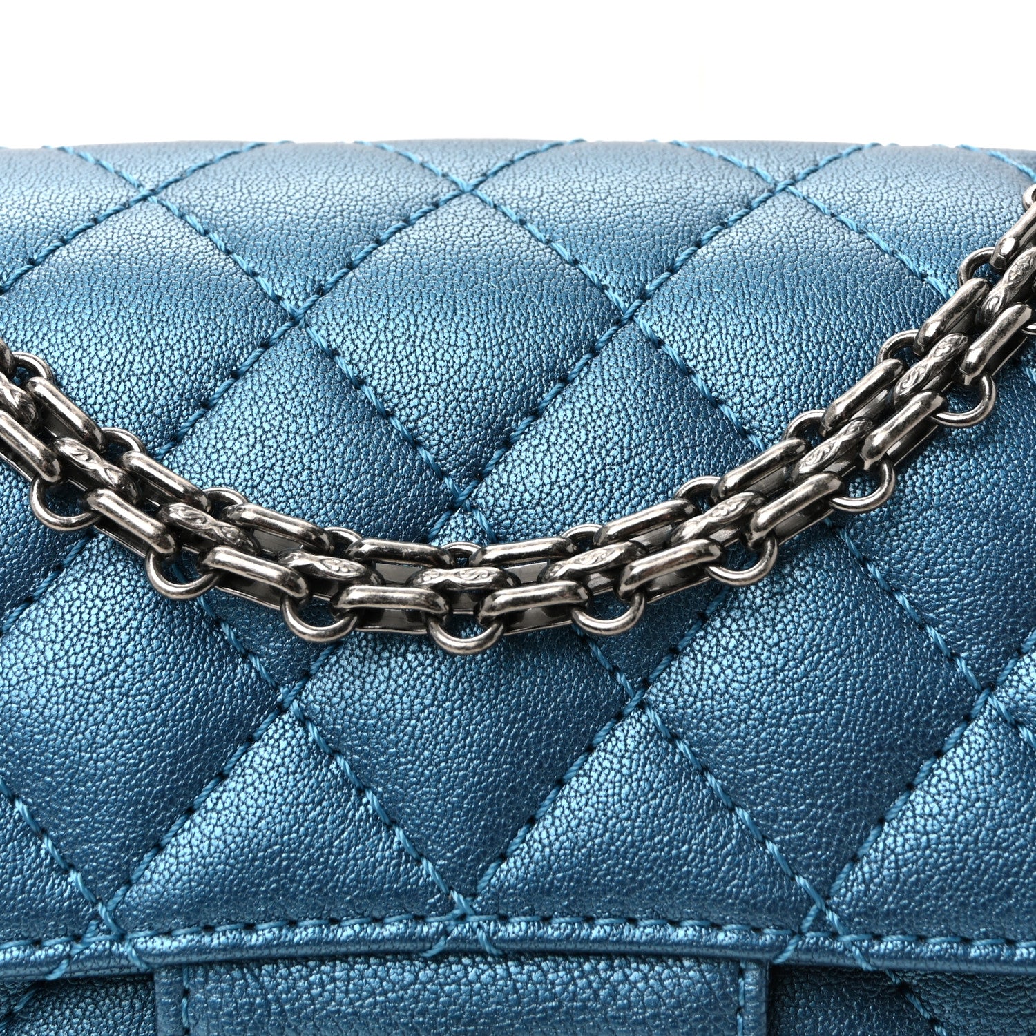 Metallic Sheepskin Quilted 2.55 Reissue Mini Flap Blue - Image 8