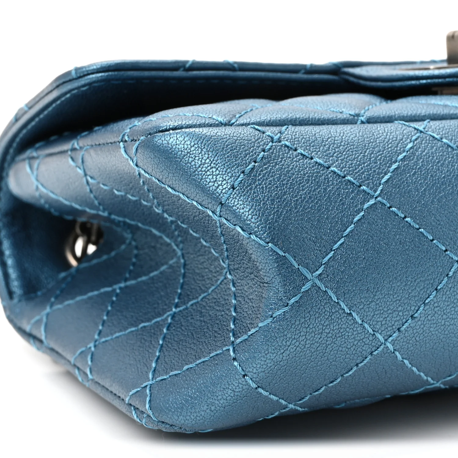 Metallic Sheepskin Quilted 2.55 Reissue Mini Flap Blue - Image 9