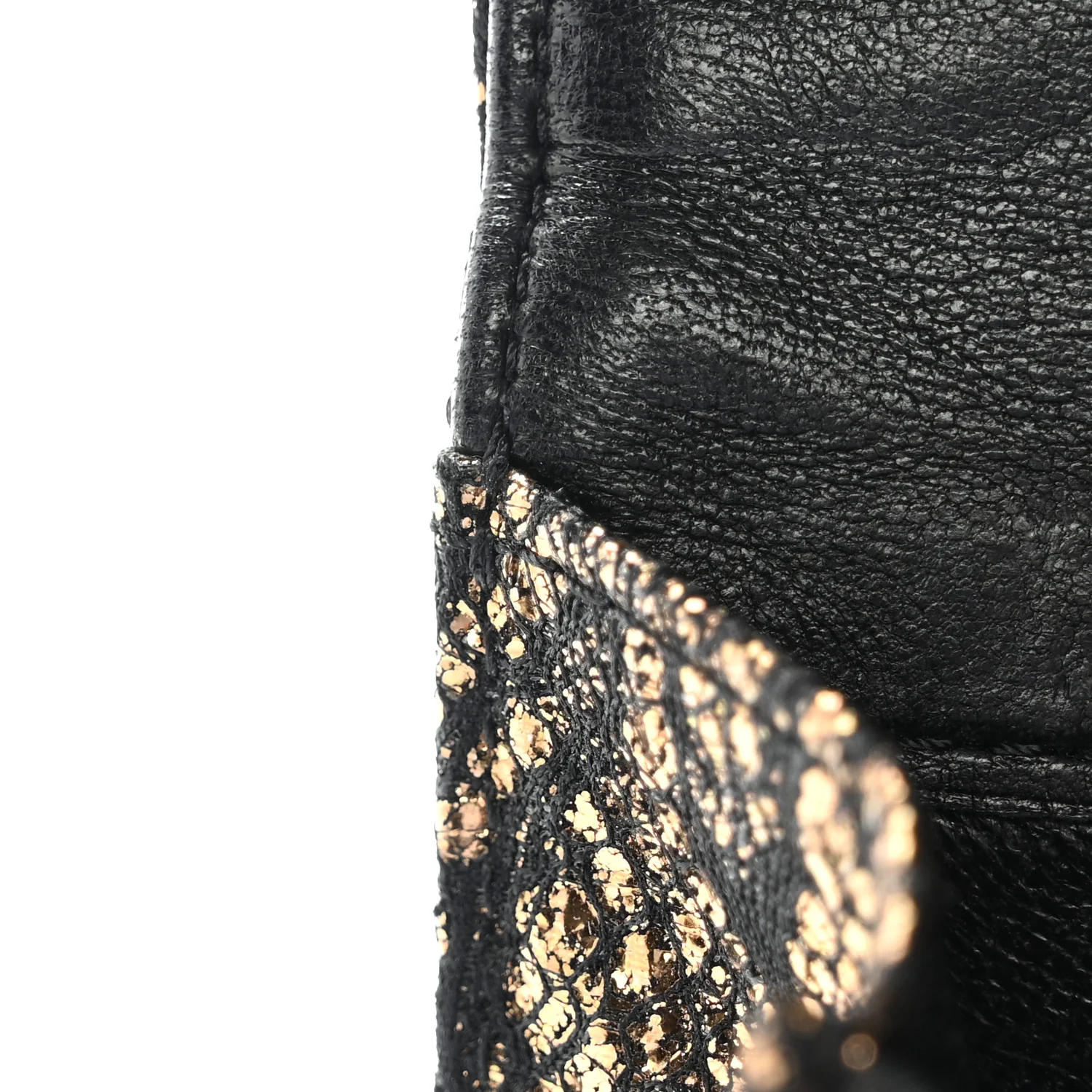 Metallic Tweed Quilted Clutch Black Gold - Image 10