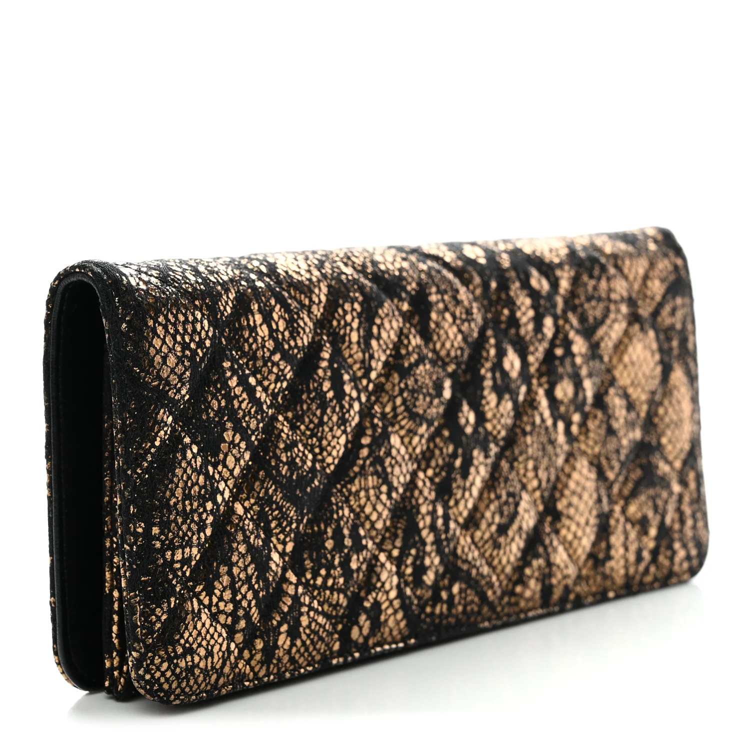 Metallic Tweed Quilted Clutch Black Gold - Image 3