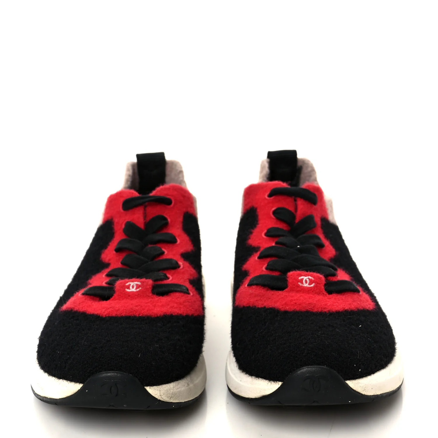 Mixed Fabrics Knit Sneakers 38 Black Red Pink - Image 3