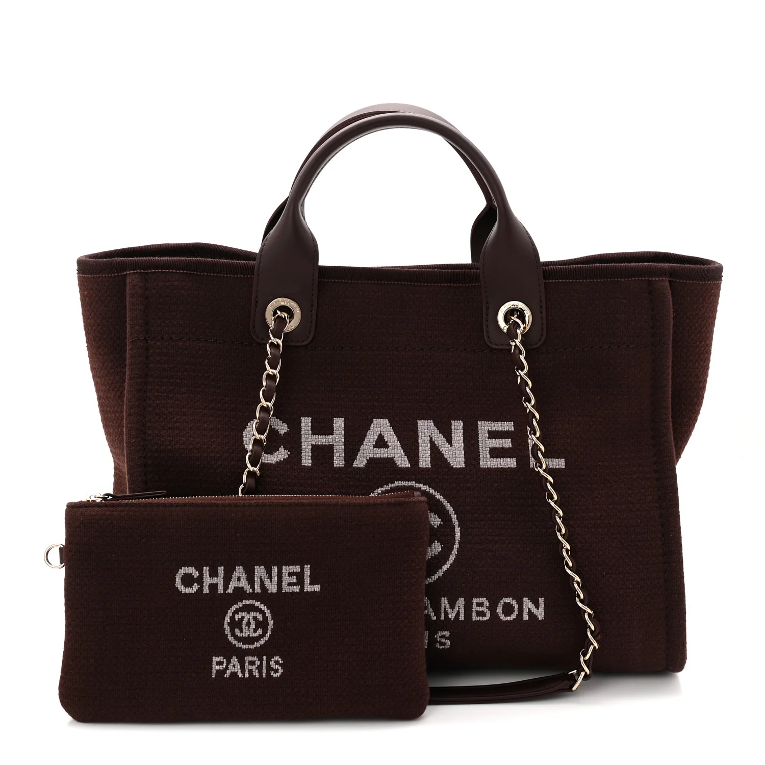 Mixed Fibers Calfskin Small Deauville Tote Burgundy - Image 3