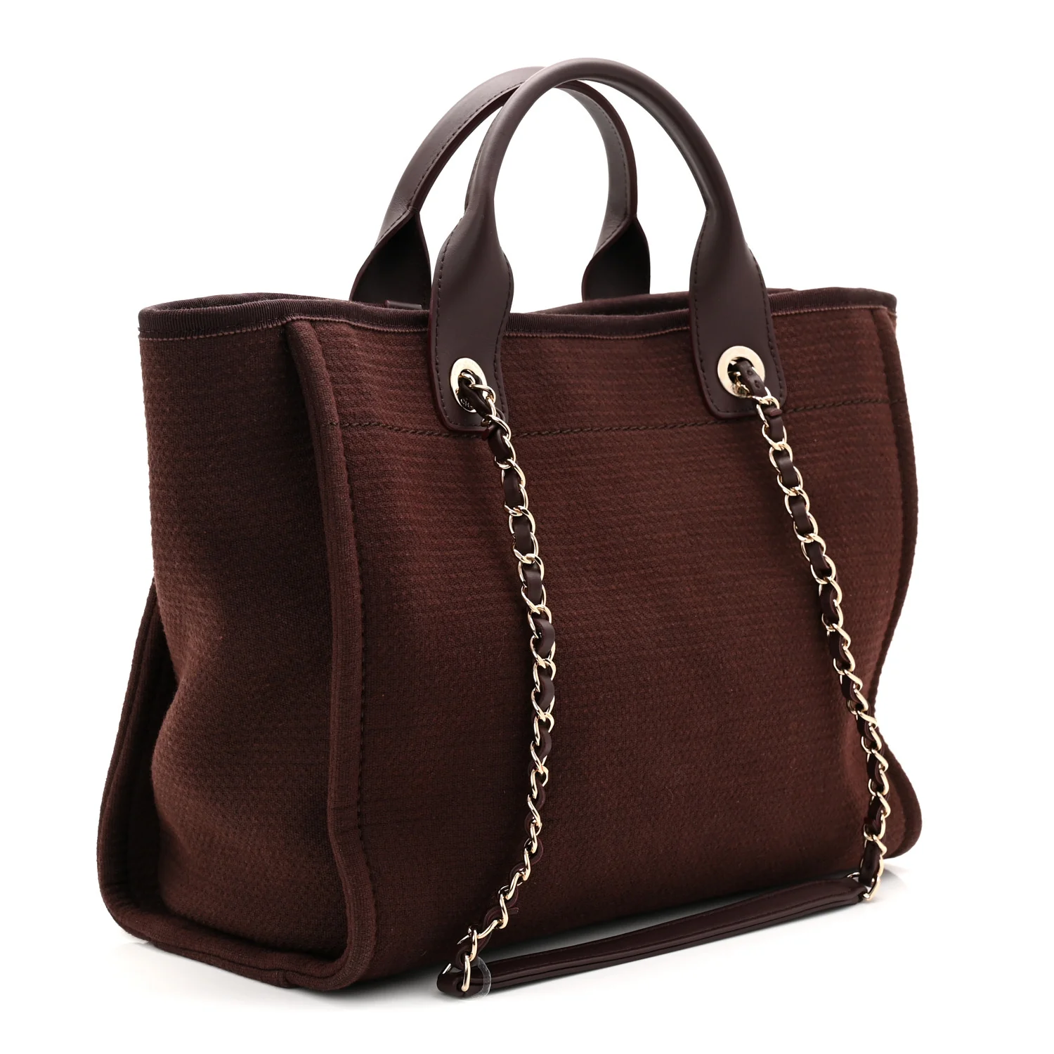 Mixed Fibers Calfskin Small Deauville Tote Burgundy - Image 4