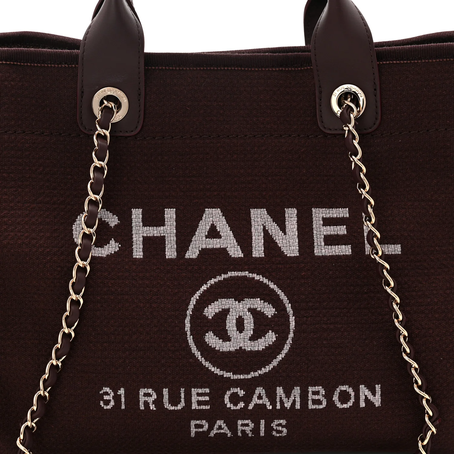 Mixed Fibers Calfskin Small Deauville Tote Burgundy - Image 9