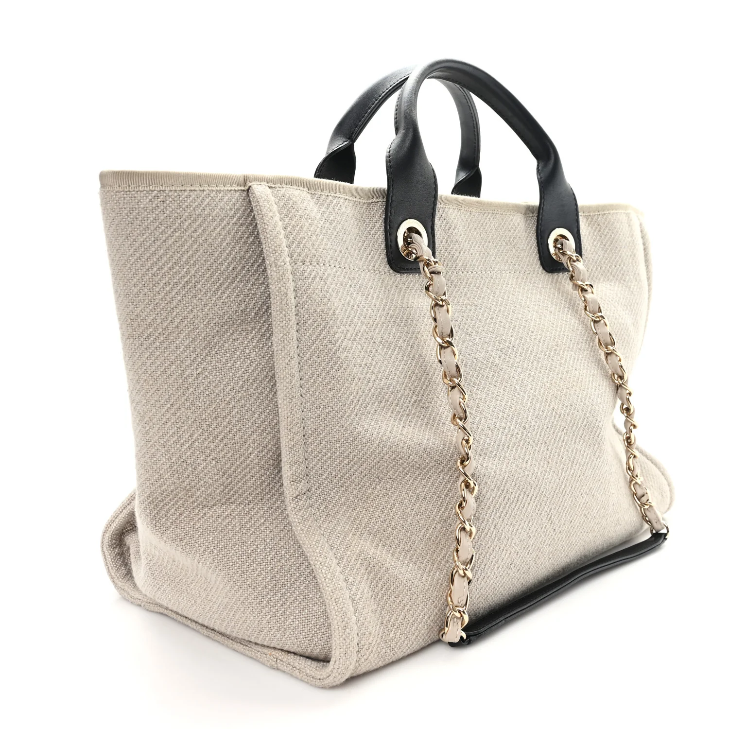 Mixed Fibers Medium Deauville Tote Beige Black - Image 4