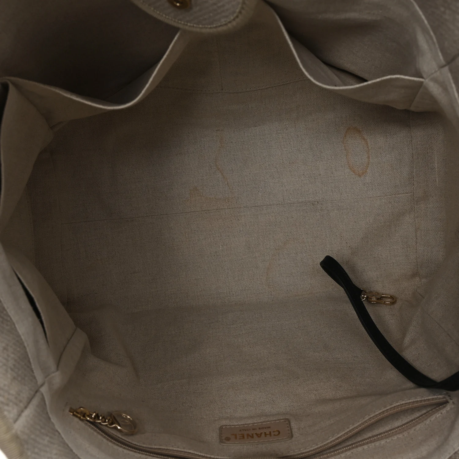Mixed Fibers Medium Deauville Tote Beige Black - Image 6