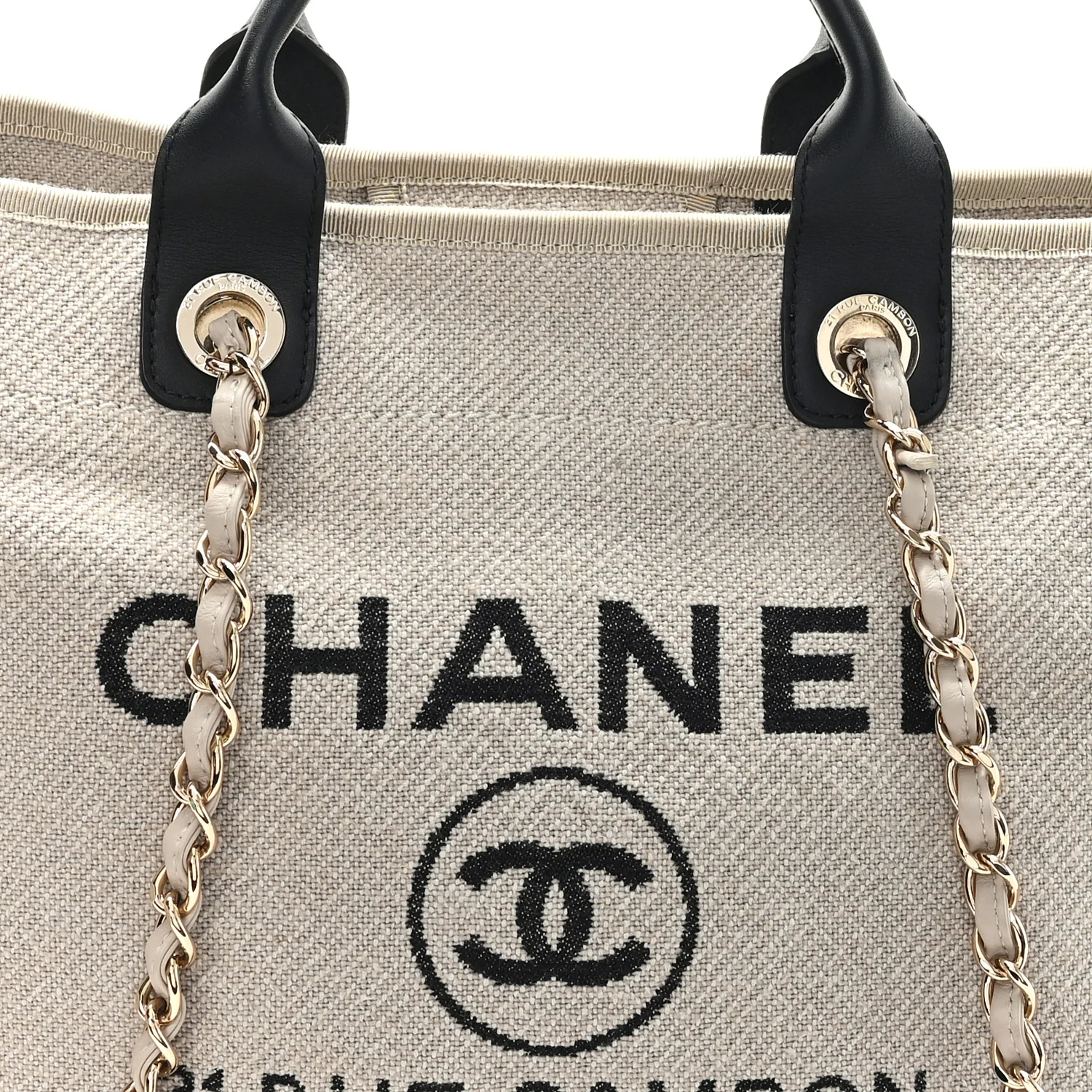 Mixed Fibers Medium Deauville Tote Beige Black - Image 9