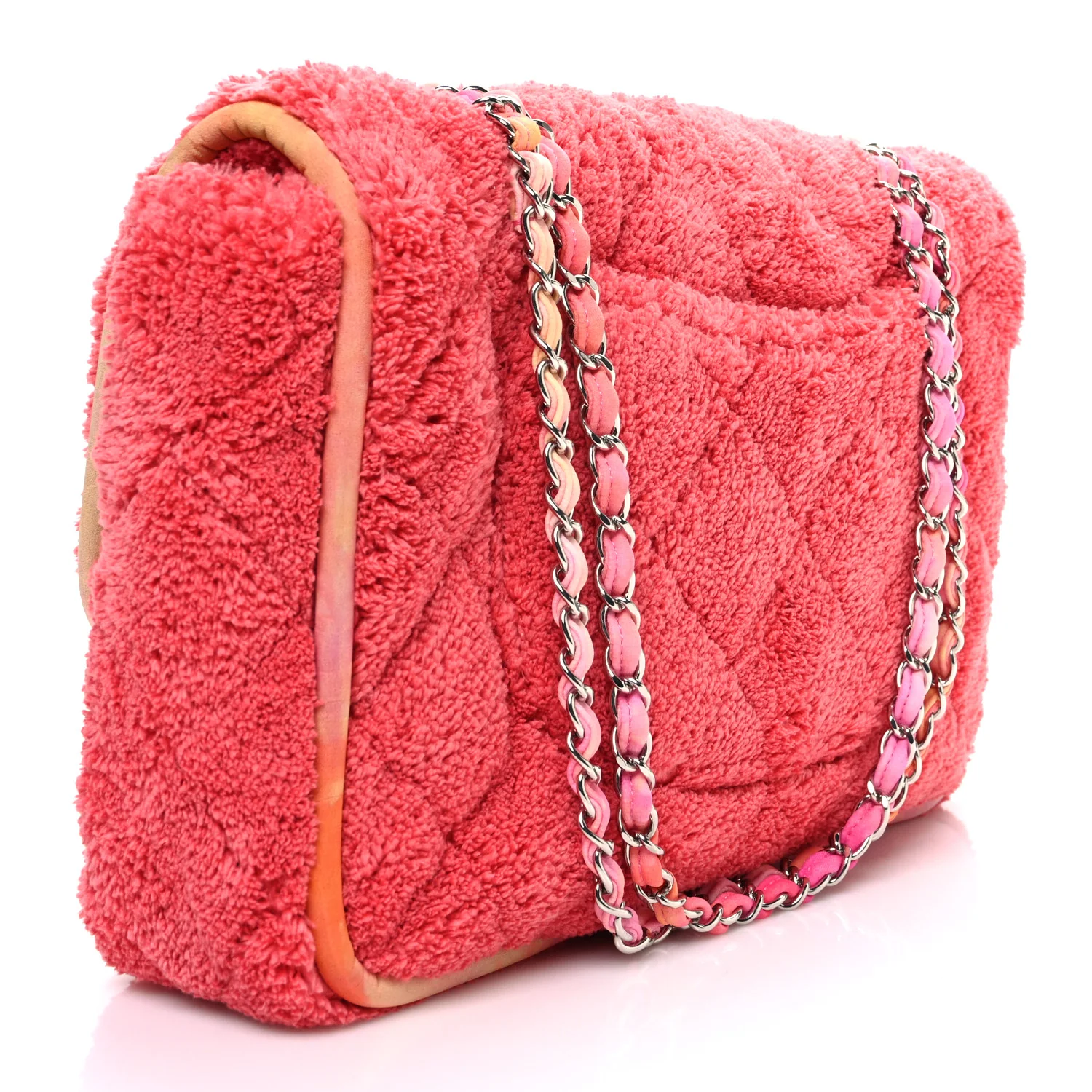 Mixed Fibers Quilted Large Flap Bag Coral - Image 3