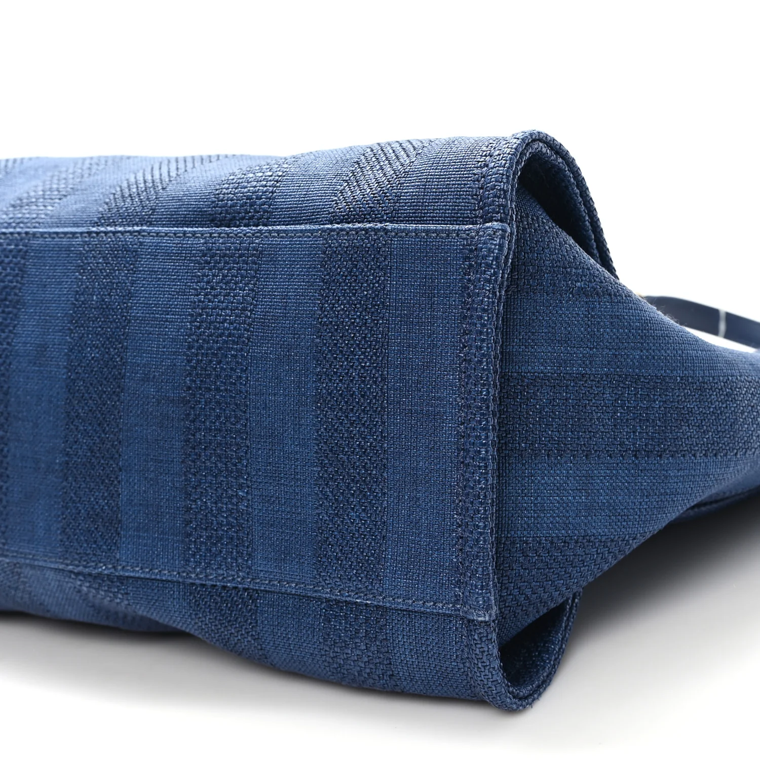 Mixed Fibers Striped Medium Deauville Tote Navy Blue - Image 10