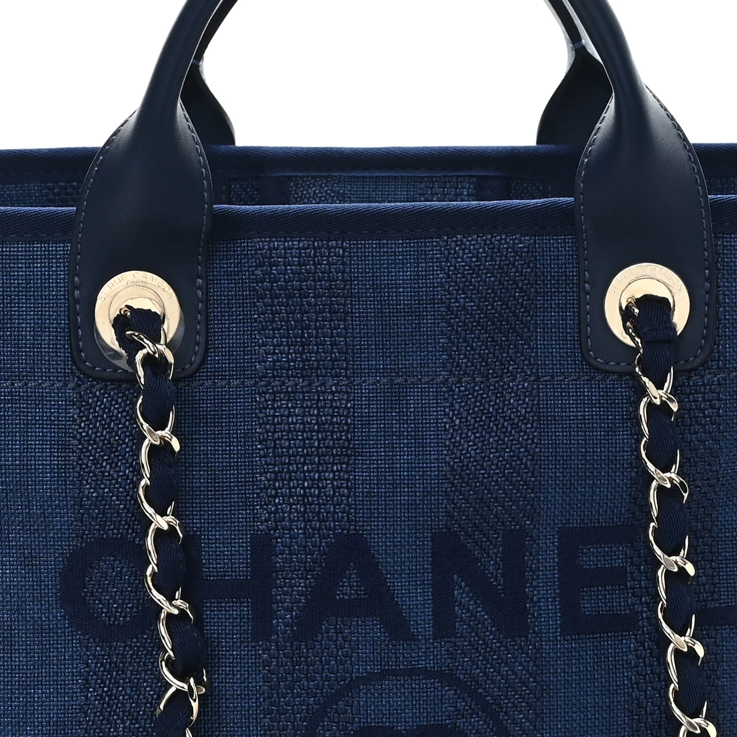 Mixed Fibers Striped Medium Deauville Tote Navy Blue - Image 8
