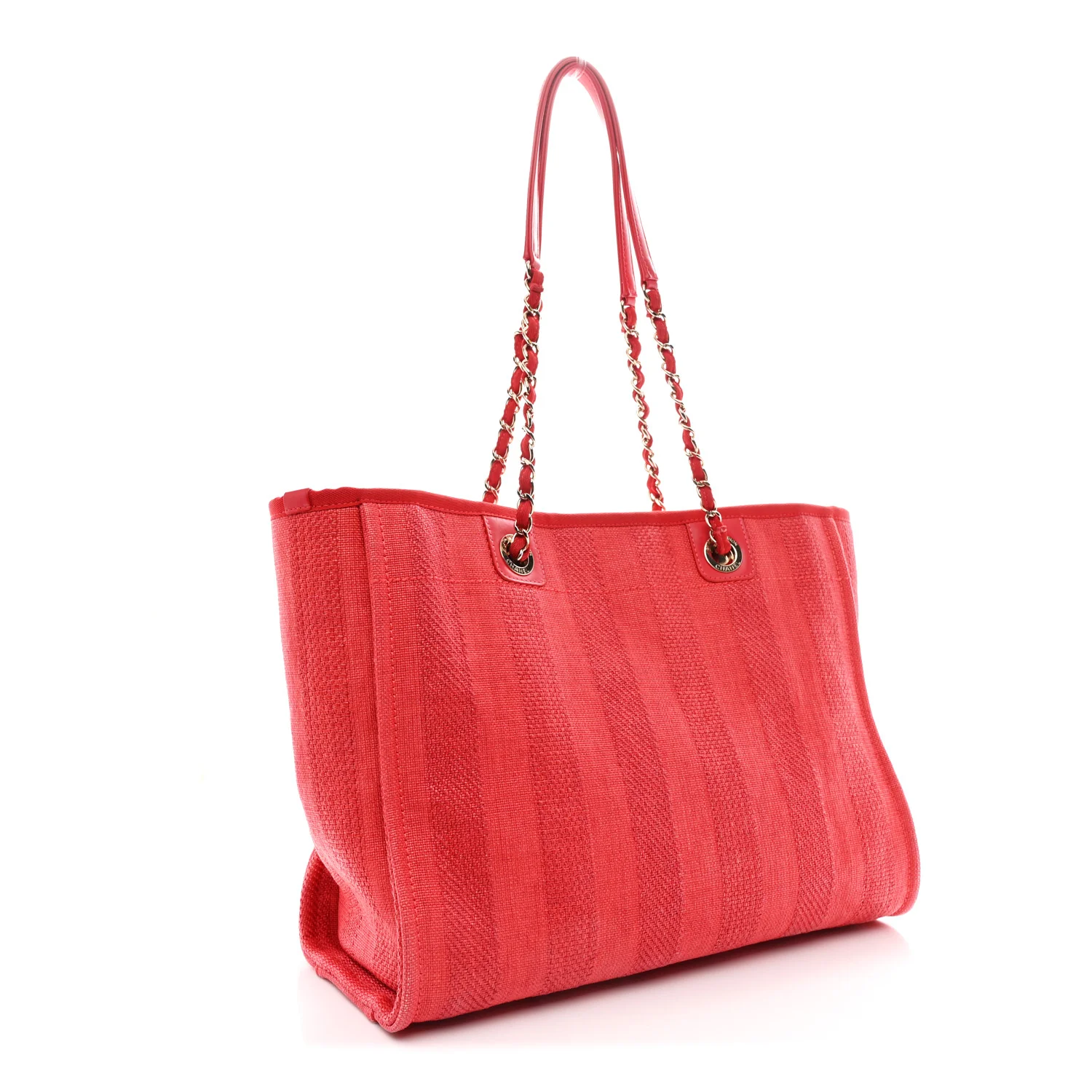 Mixed Fibers Striped Small Deauville Tote Red - Image 3