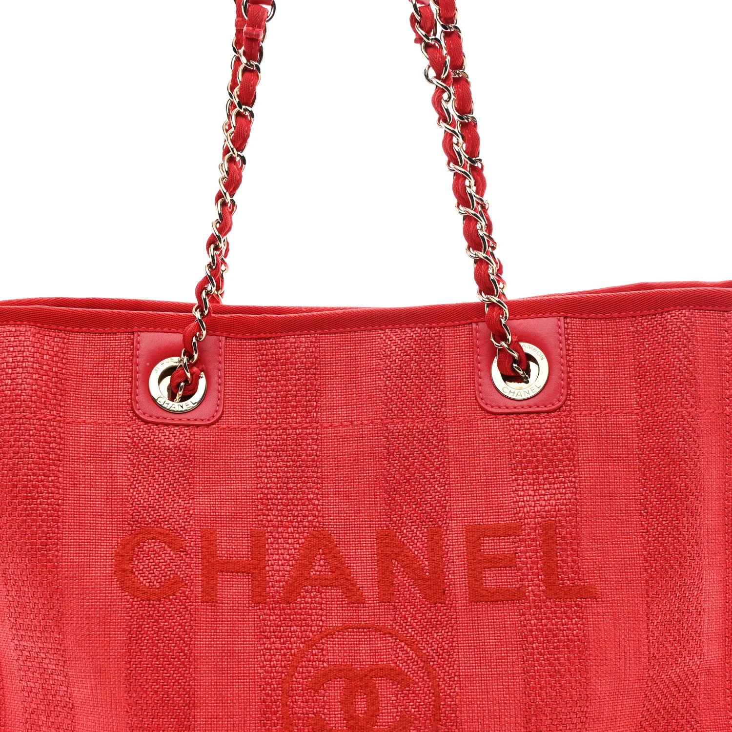Mixed Fibers Striped Small Deauville Tote Red - Image 8