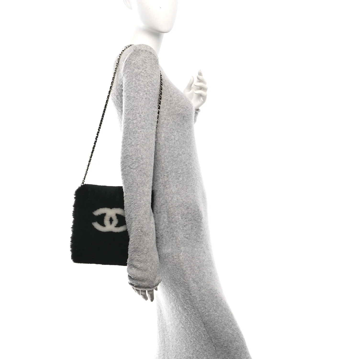 Muff Shearling Lambskin Bag Black Ecru - Image 2