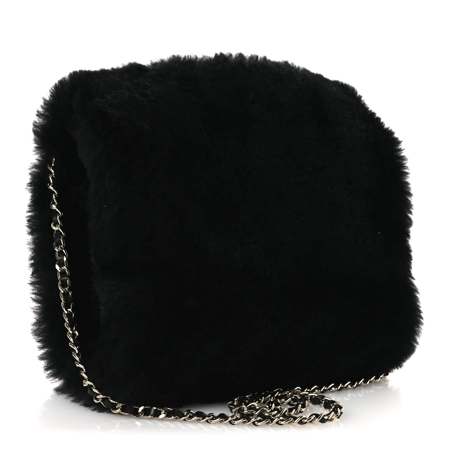 Muff Shearling Lambskin Bag Black Ecru - Image 3