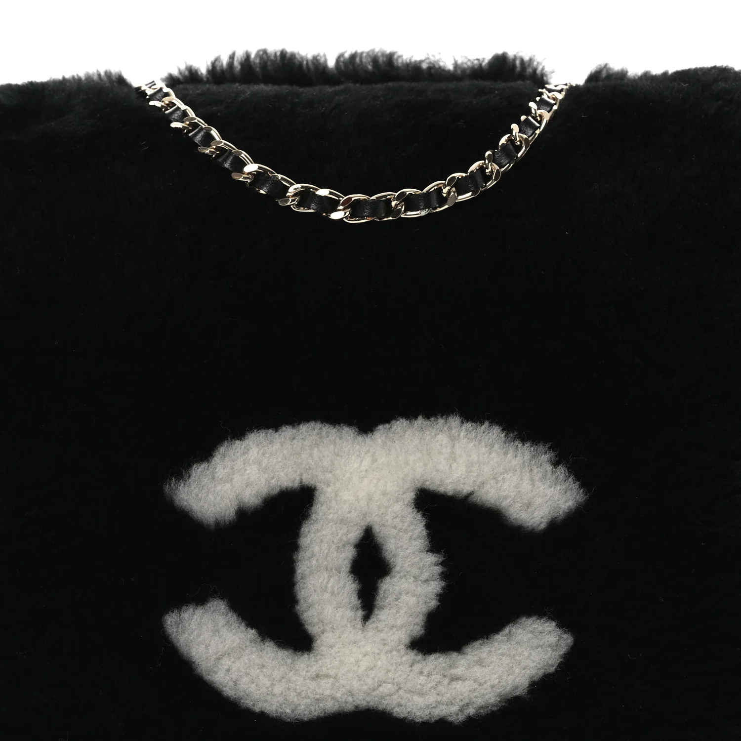 Muff Shearling Lambskin Bag Black Ecru - Image 7