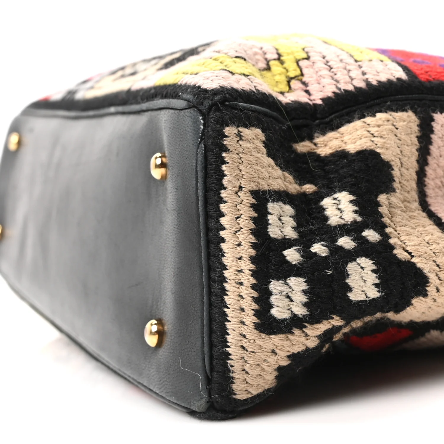 Needlepoint Precious Symbols Shoulder Bag Black - Image 10