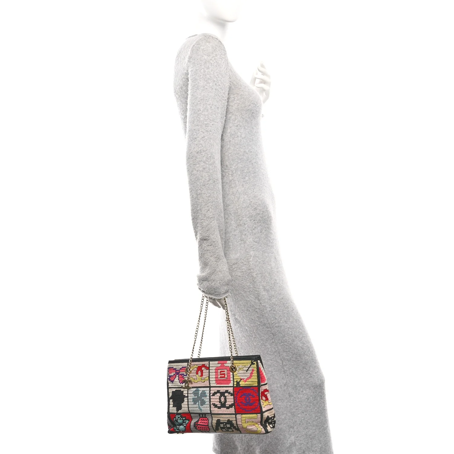 Needlepoint Precious Symbols Shoulder Bag Black - Image 2