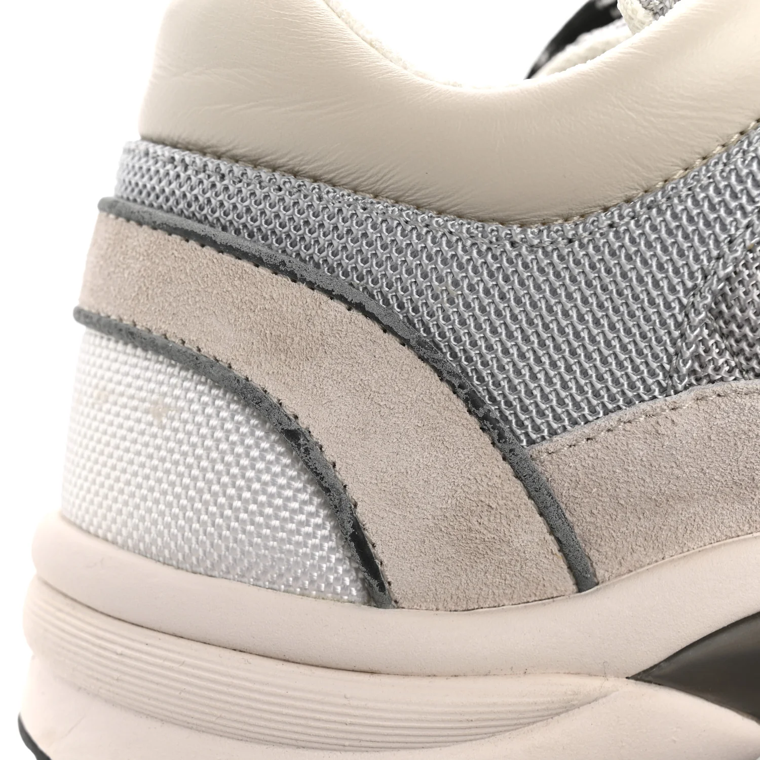 Nylon Calfskin Suede Womens CC Sneakers 36.5 Grey White - Image 13