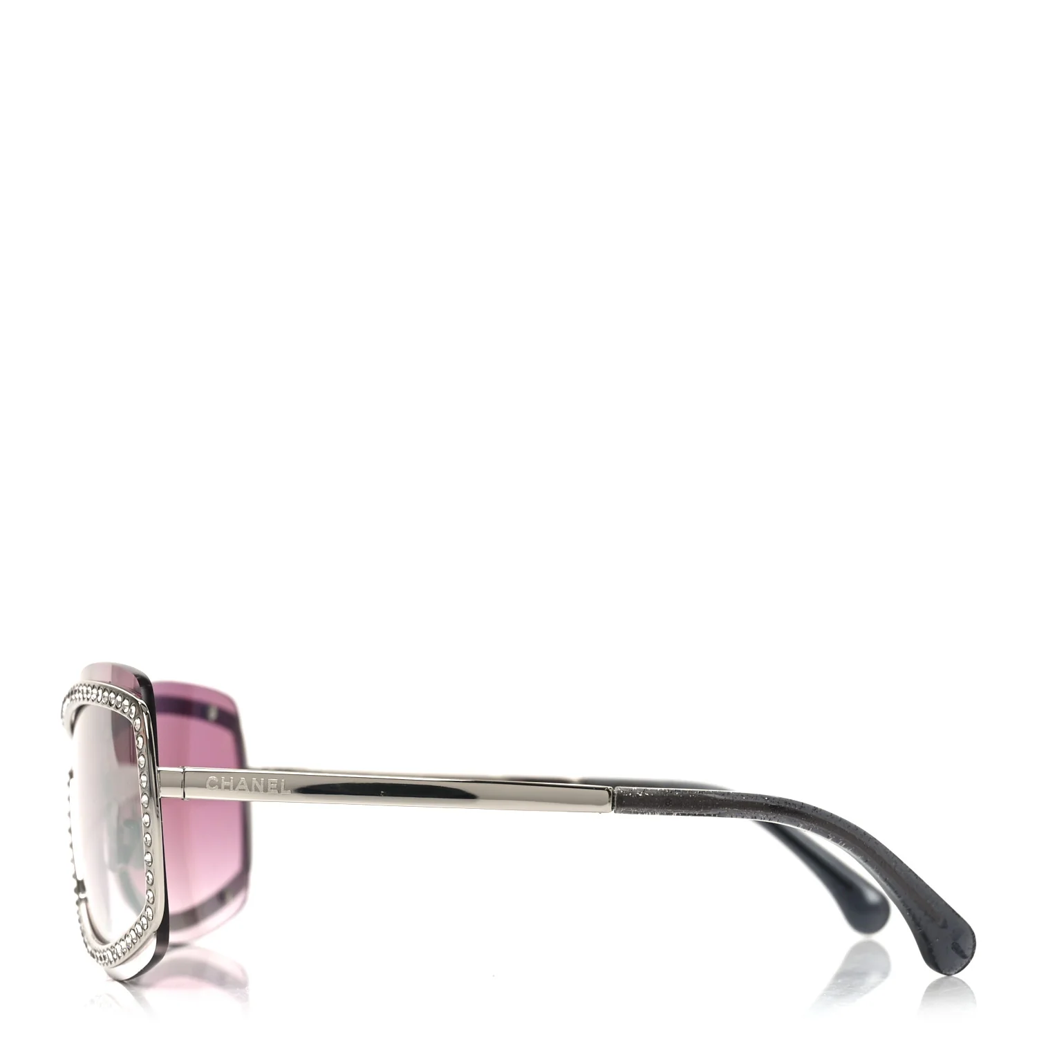 Nylon Crystal Mirrored CC Shield Sunglasses 9563-B Pink - Image 3