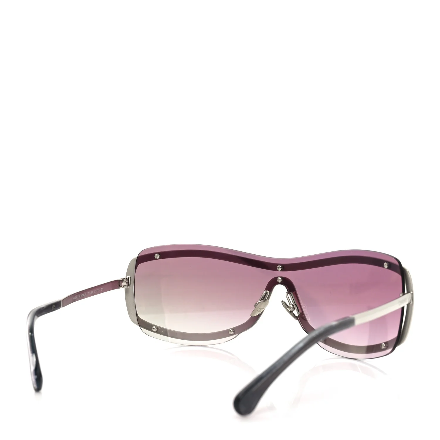 Nylon Crystal Mirrored CC Shield Sunglasses 9563-B Pink - Image 4