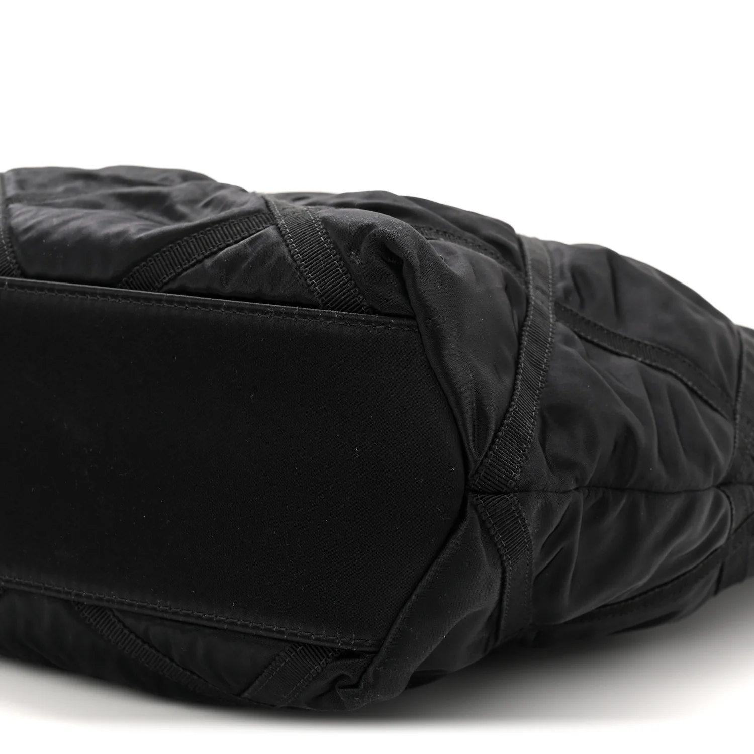 Nylon Grosgrain Quilted Lifestyle Shopping Tote Black - Image 11