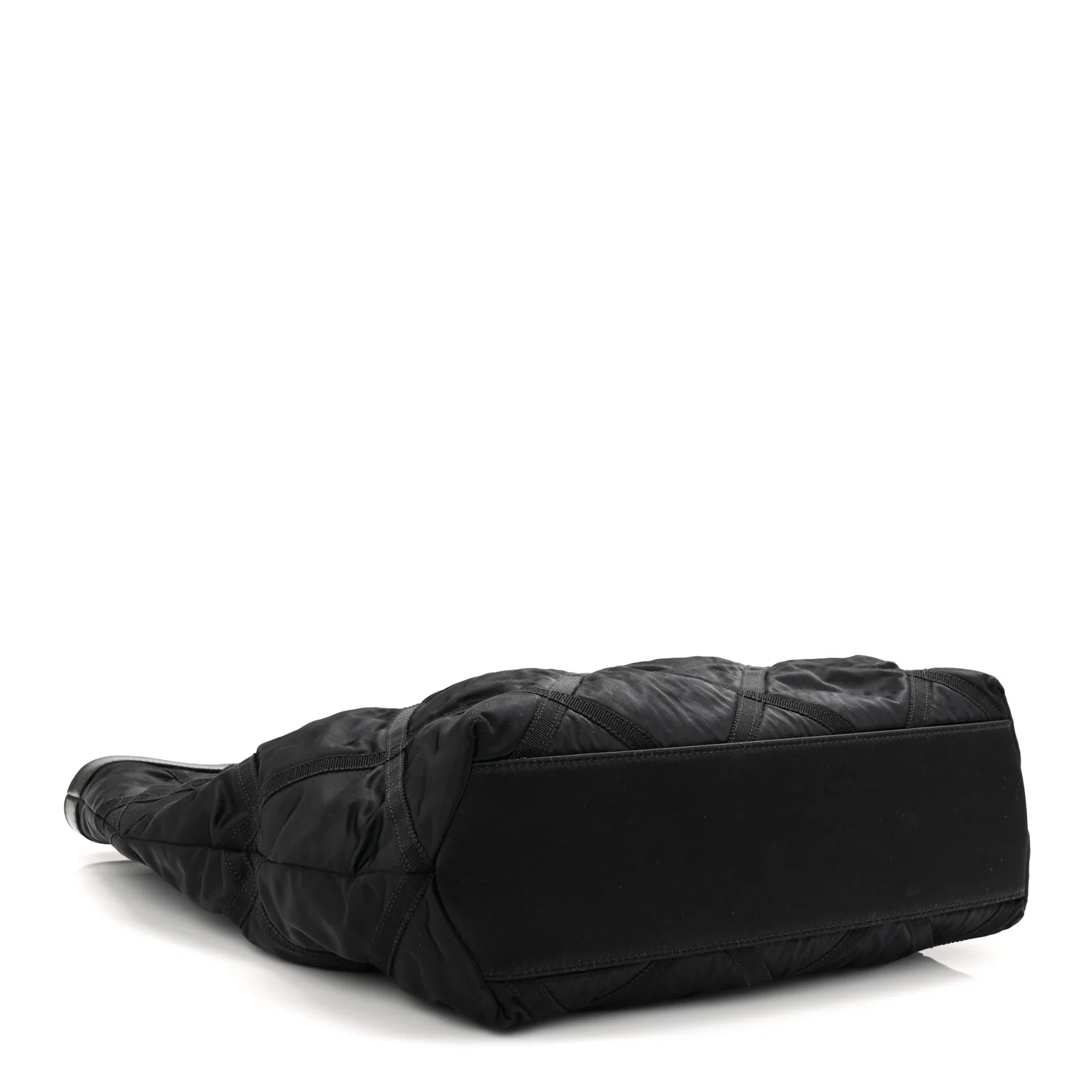 Nylon Grosgrain Quilted Lifestyle Shopping Tote Black - Image 5