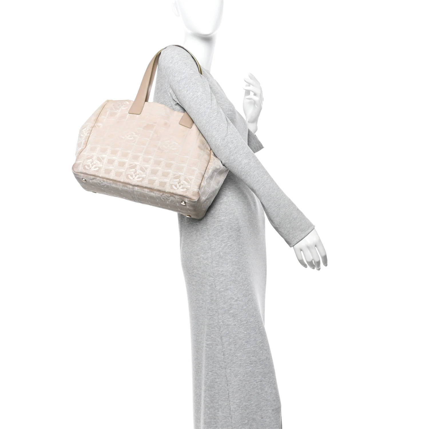Nylon Medium Travel Tote Beige - Image 3