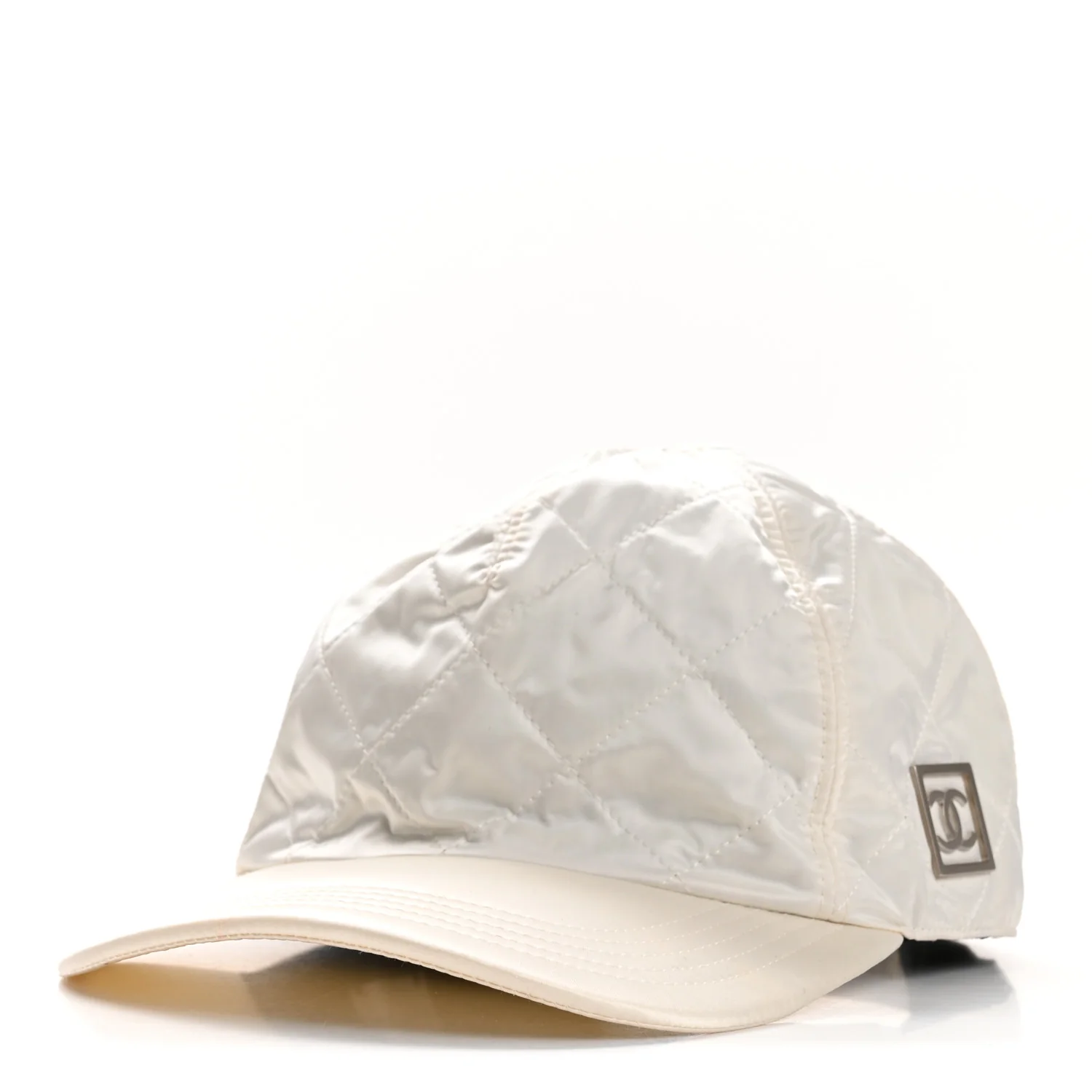 Nylon Quilted Cap Hat M White
