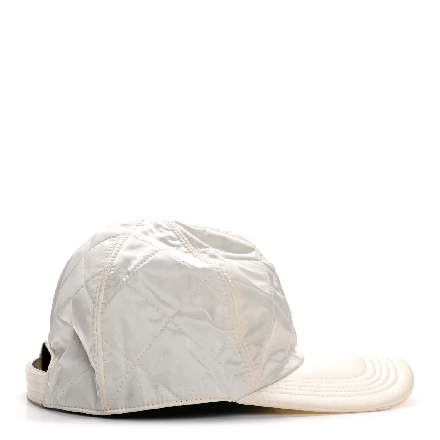 Nylon Quilted Cap Hat M White - Image 10
