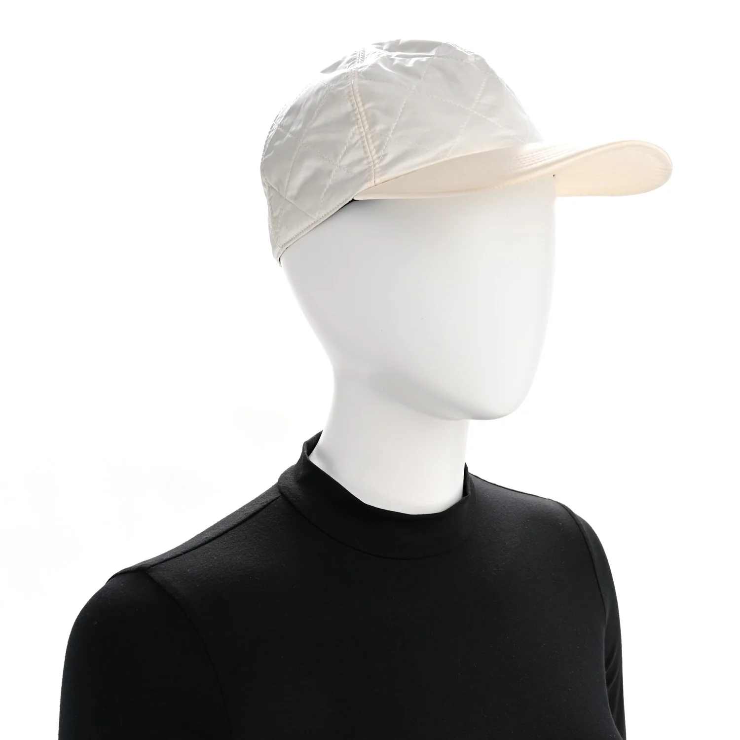 Nylon Quilted Cap Hat M White - Image 4