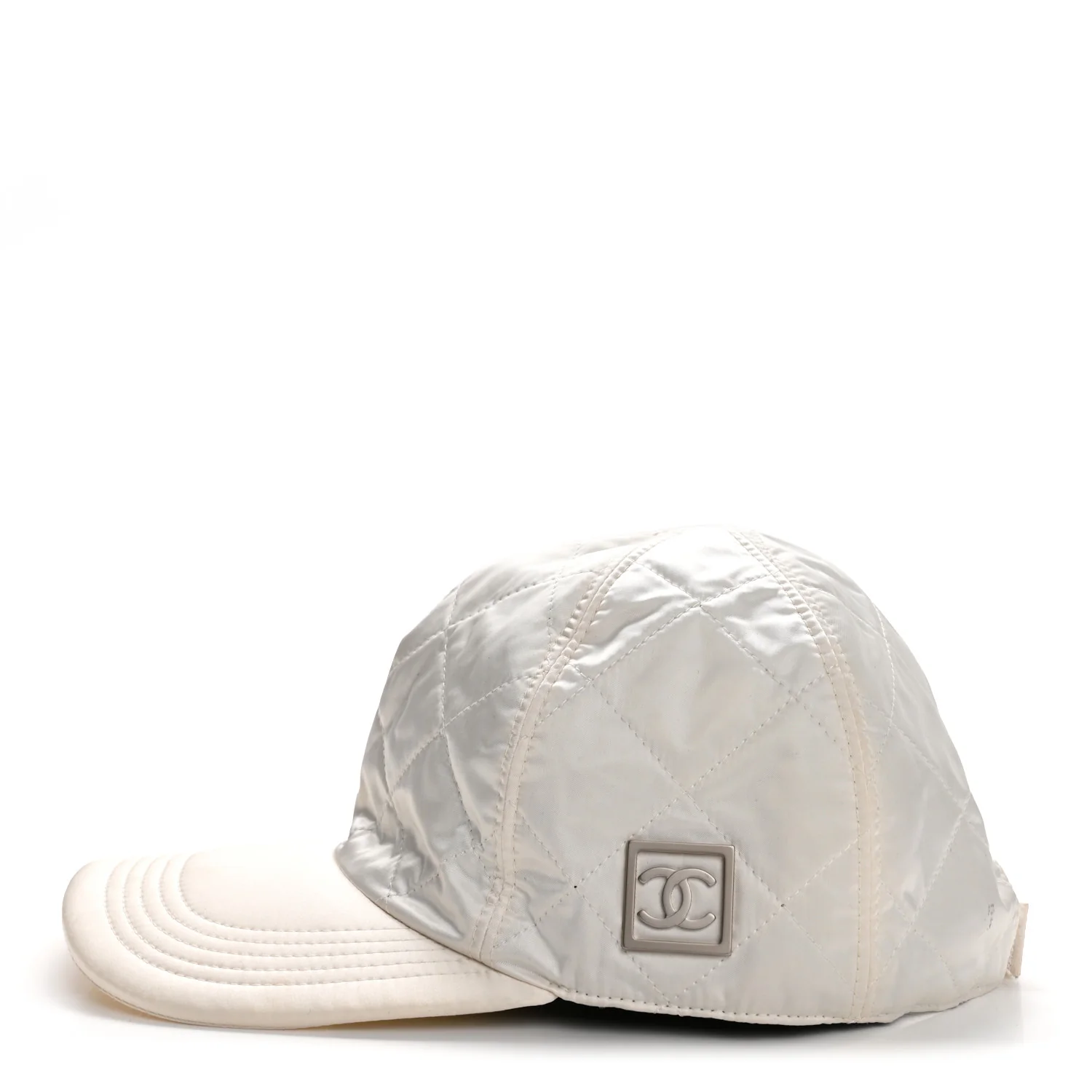 Nylon Quilted Cap Hat M White - Image 8