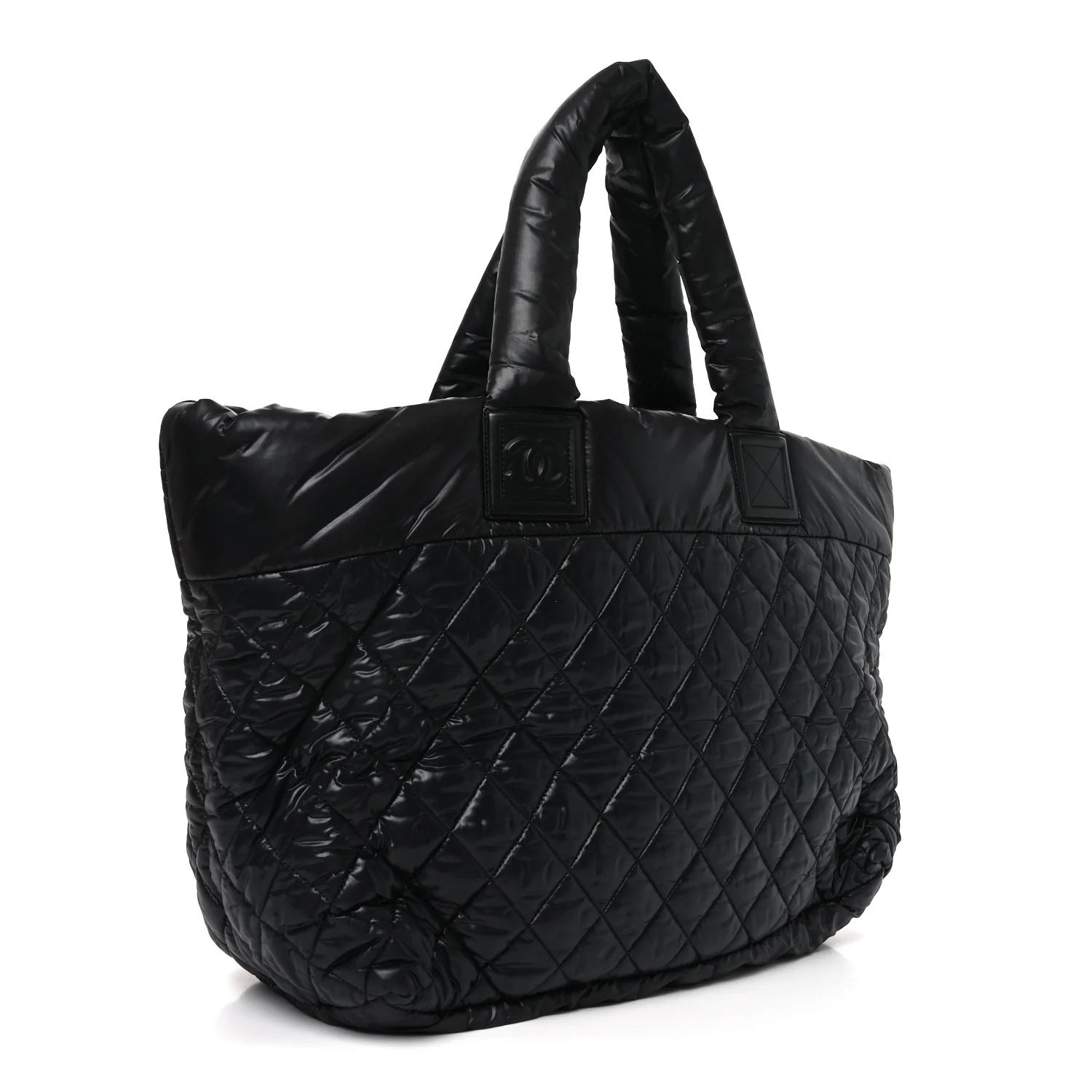 Nylon Quilted Large Coco Cocoon Tote Black - Image 3