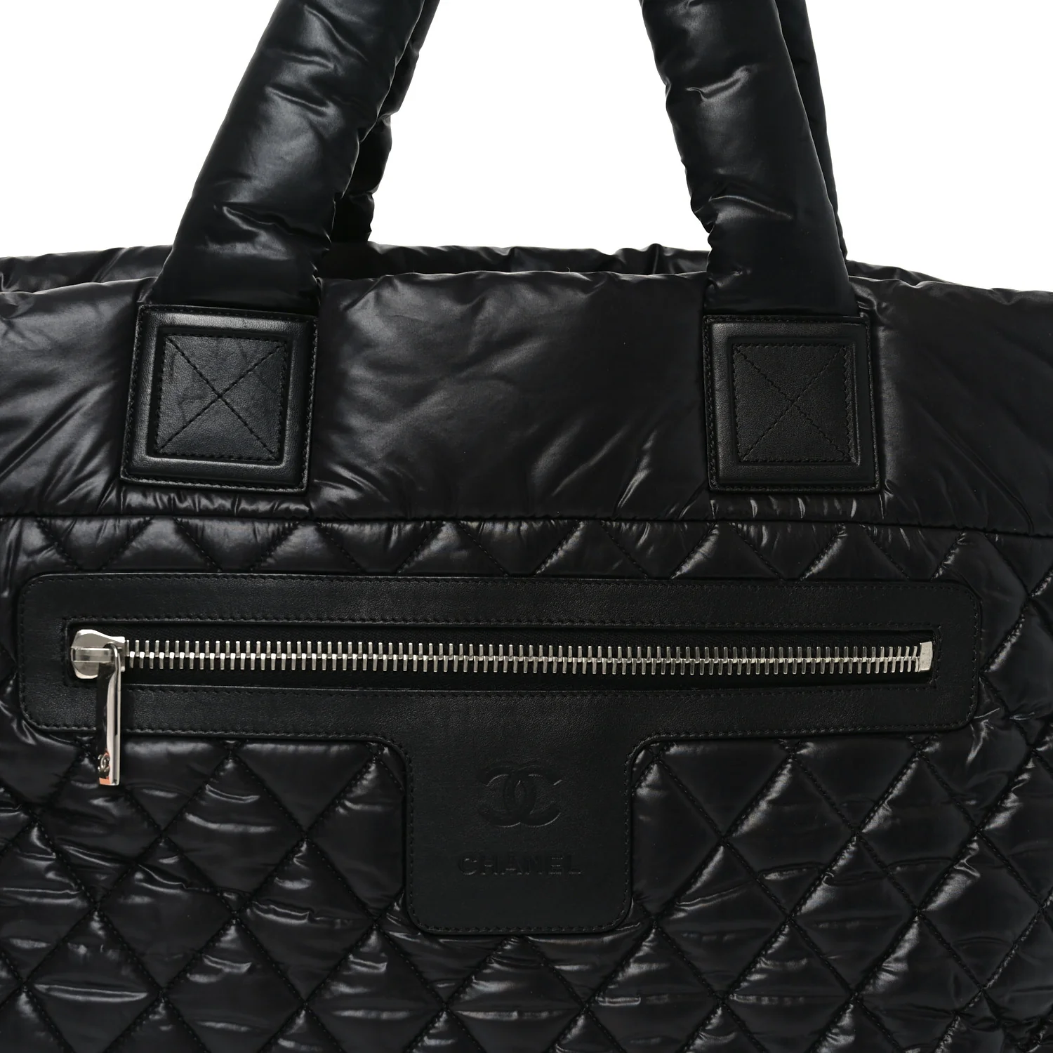 Nylon Quilted Large Coco Cocoon Tote Black - Image 8