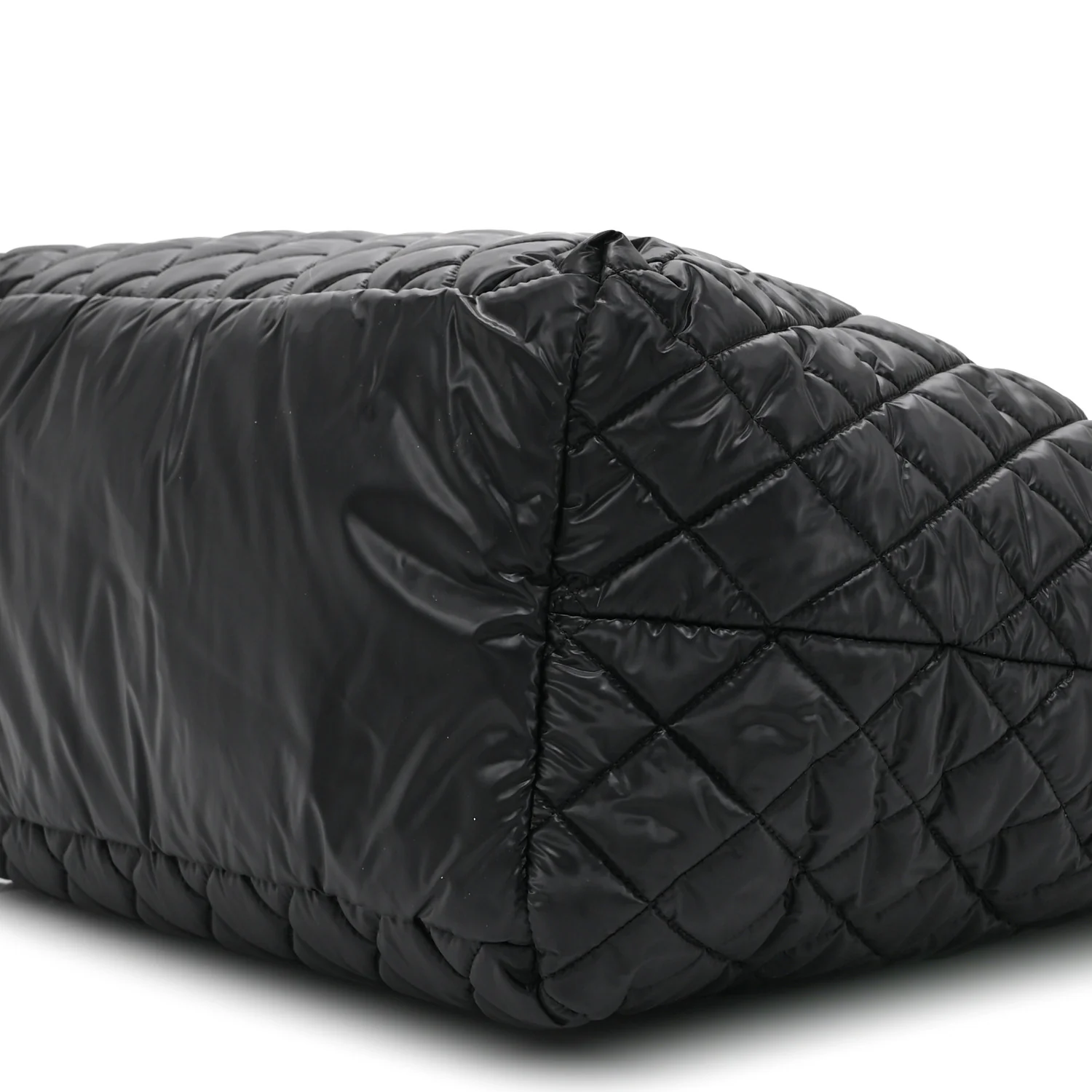 Nylon Quilted Large Coco Cocoon Tote Black - Image 10