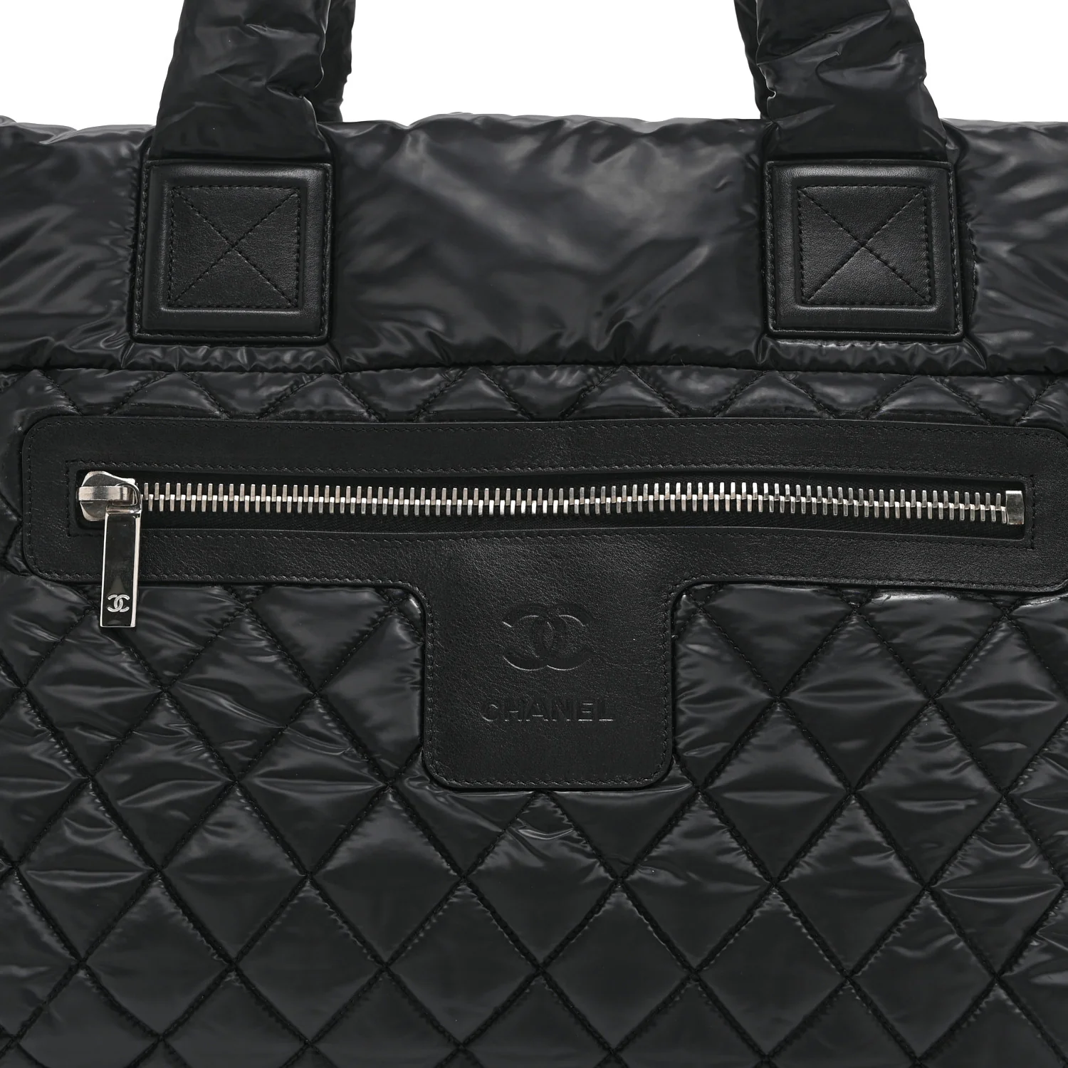 Nylon Quilted Large Coco Cocoon Tote Black - Image 8
