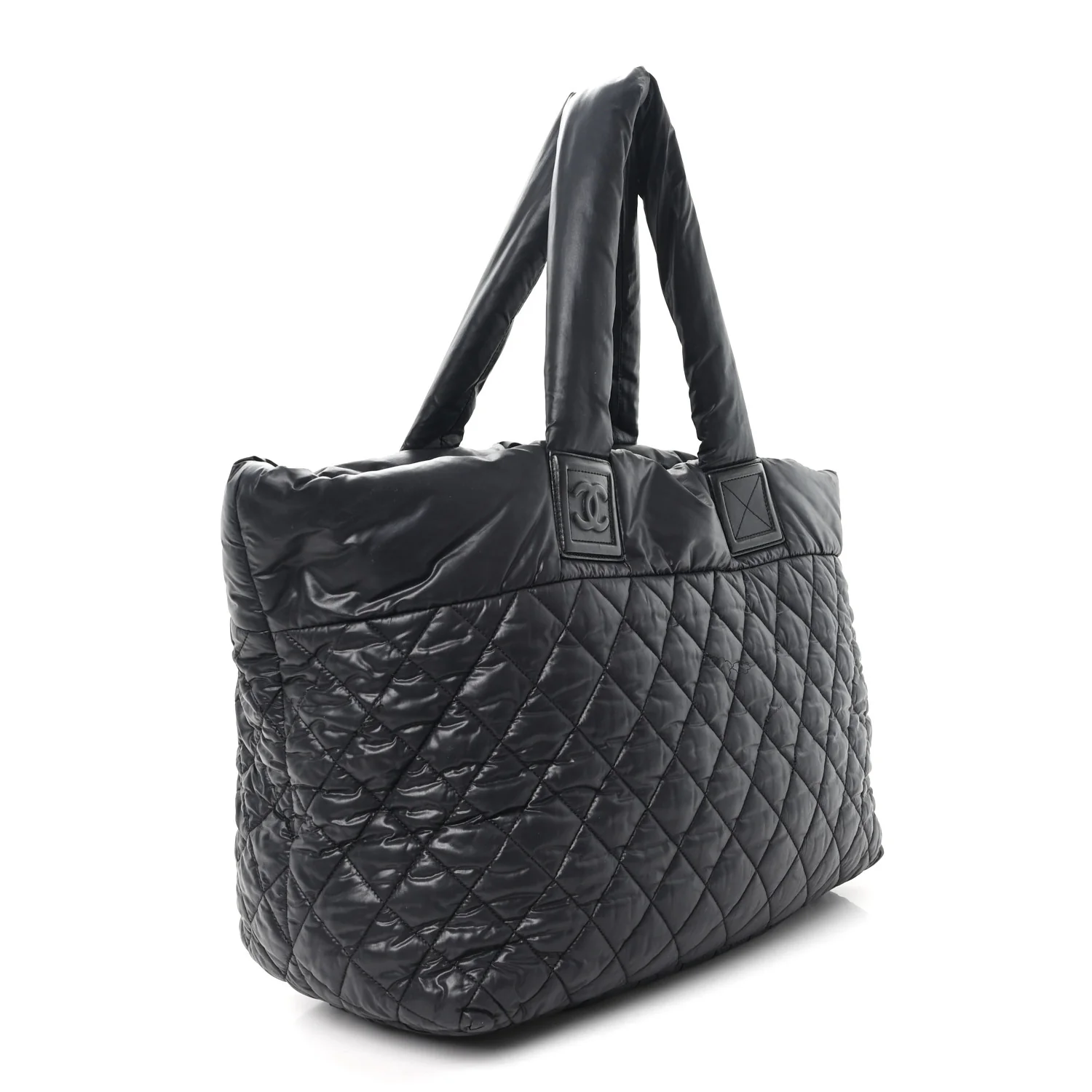 Nylon Quilted Large Coco Cocoon Tote Black - Image 3
