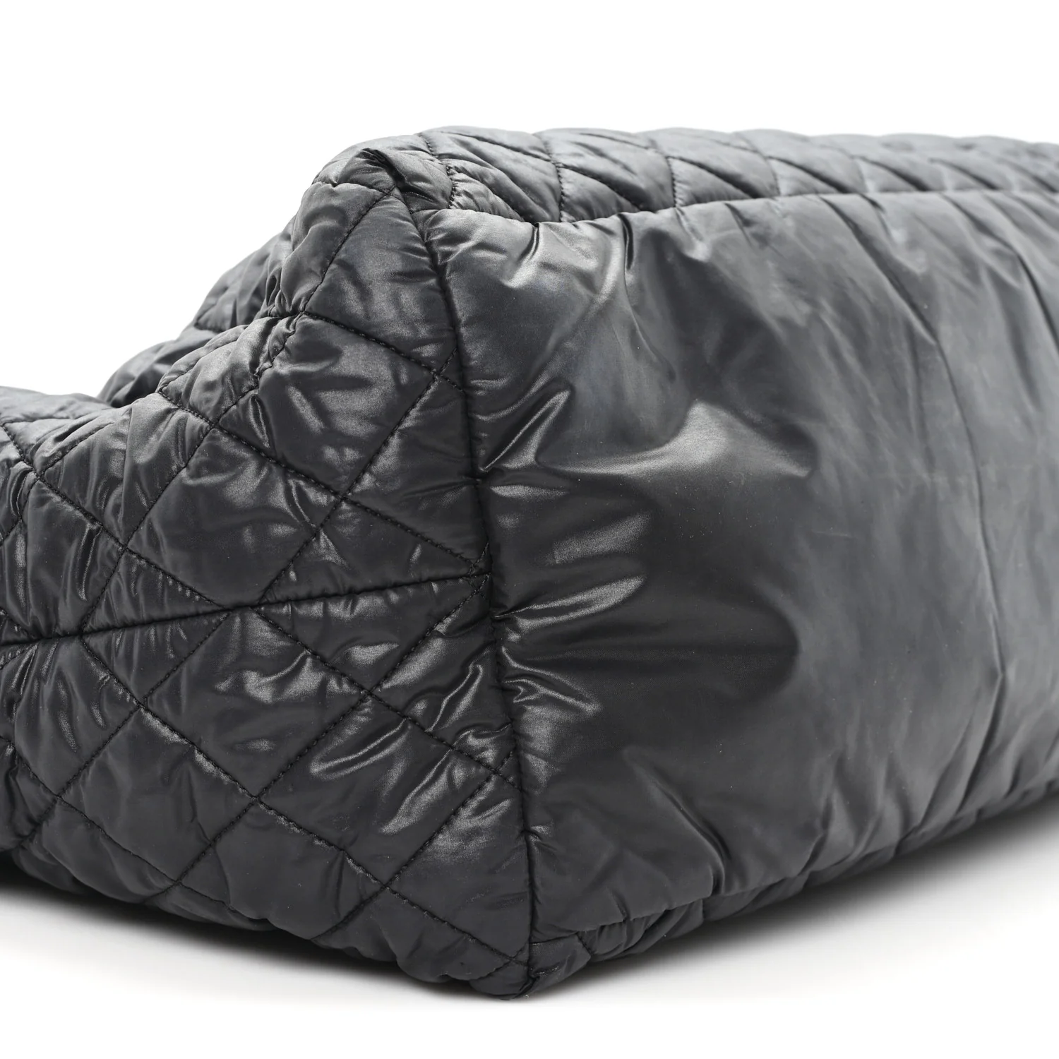 Nylon Quilted Large Coco Cocoon Tote Black - Image 9
