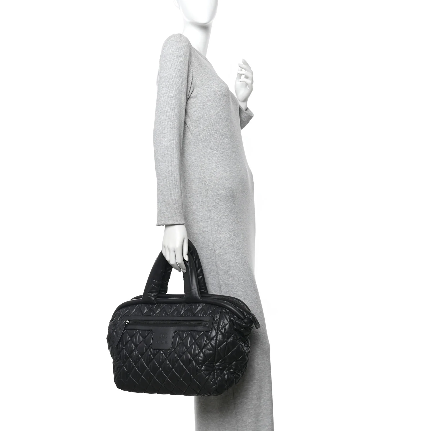 Nylon Quilted Medium Coco Cocoon Tote Black - Image 2