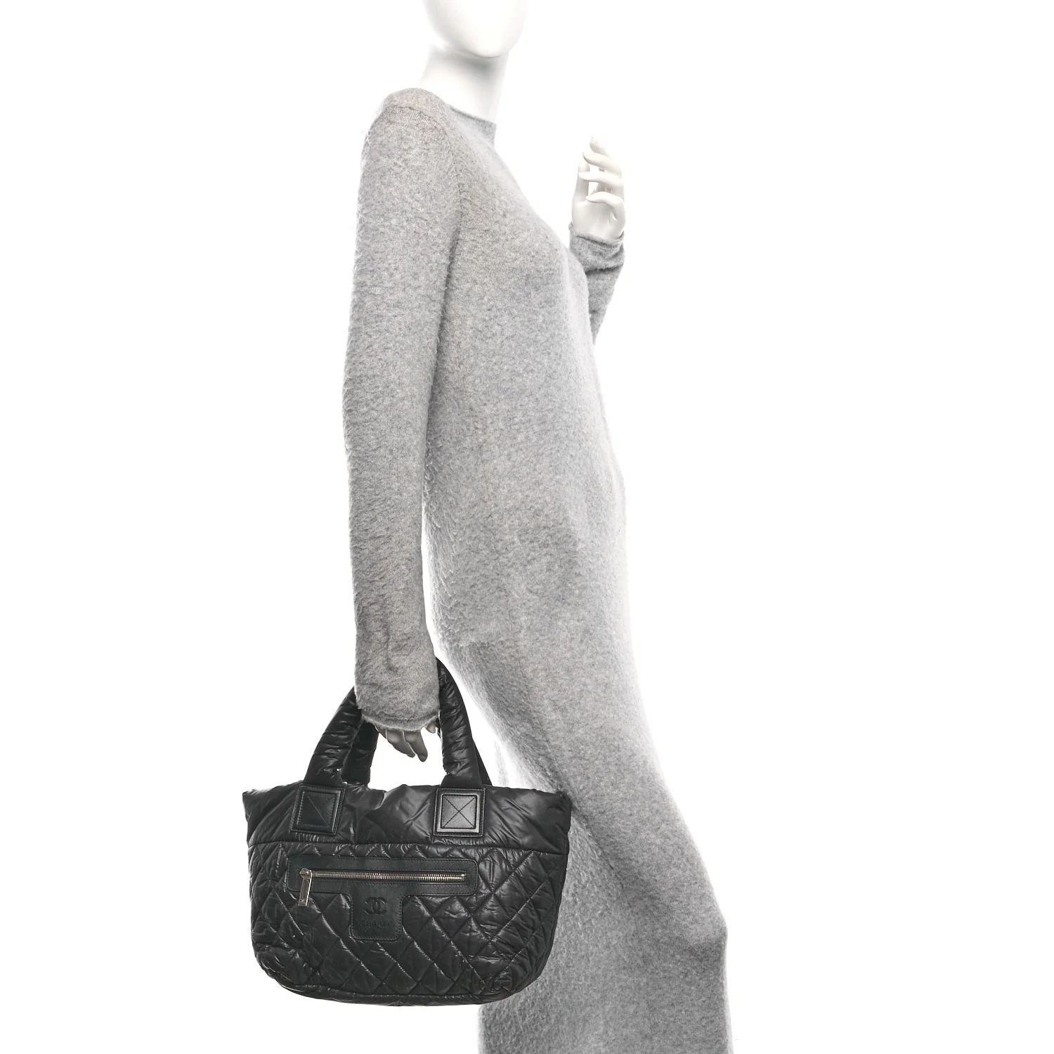 Nylon Quilted Small Coco Cocoon Tote Black - Image 2